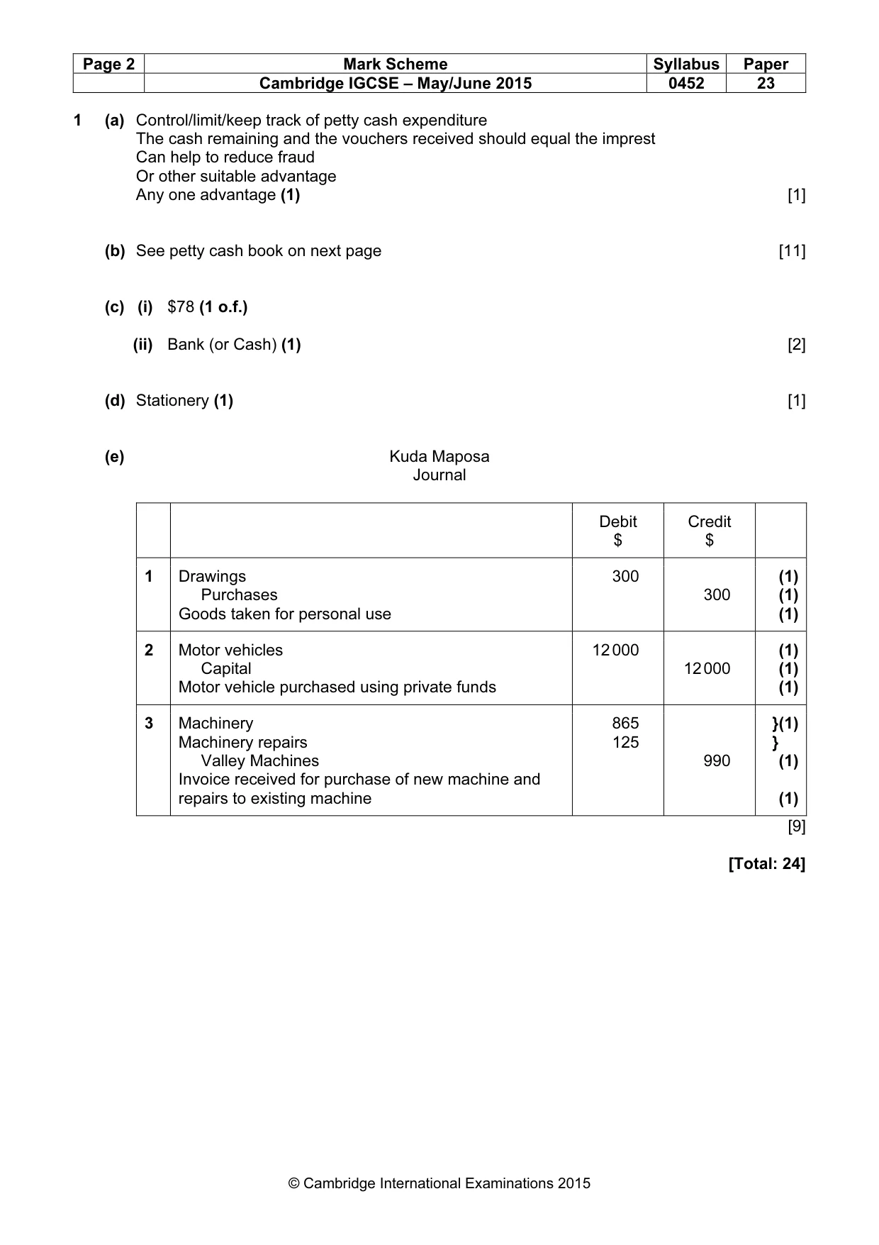 Mark scheme, page 2 of 9