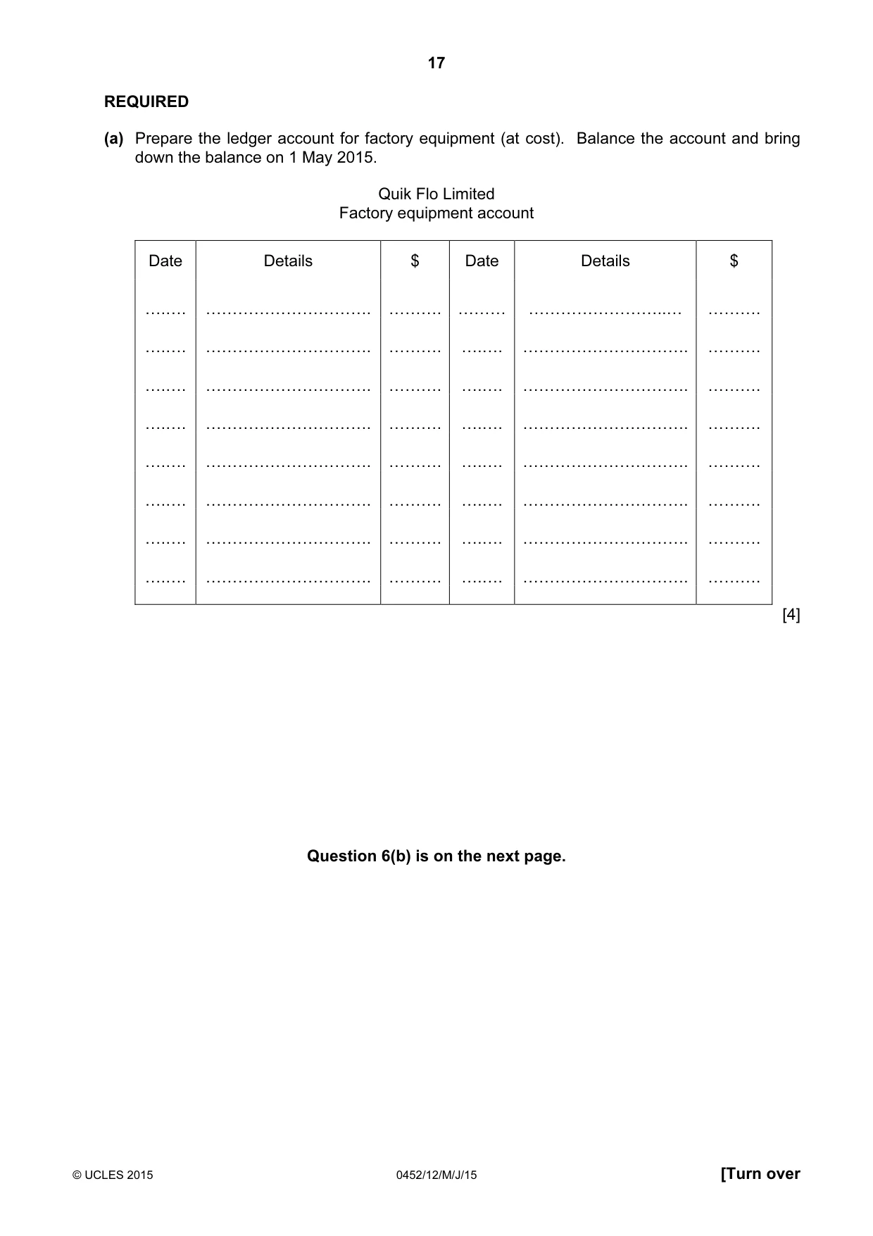 Cambridge IGCSE Accounting 0452 2015 May/June Paper 1 · Variant 2 question paper, page 17 of 20
