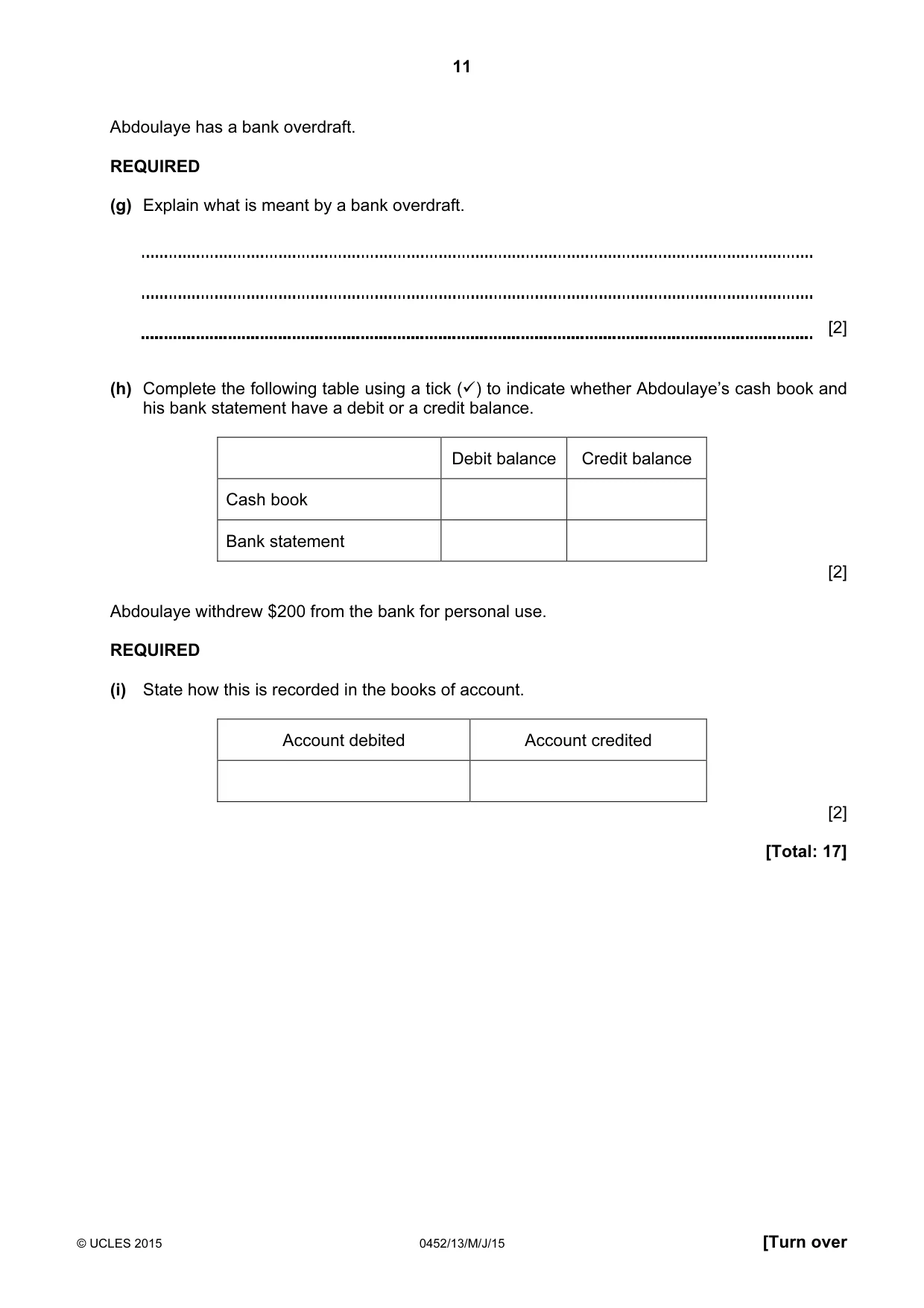 Cambridge IGCSE Accounting 0452 2015 May/June Paper 1 · Variant 3 question paper, page 11 of 24