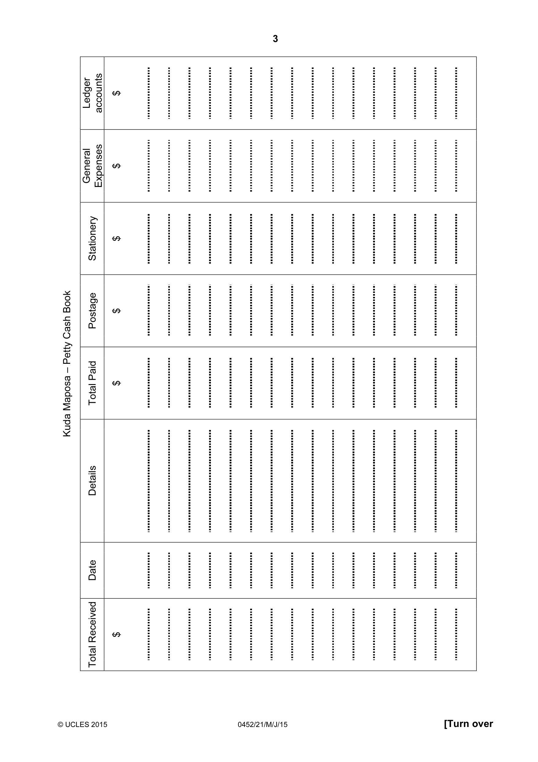 Cambridge IGCSE Accounting 0452 2015 May/June Paper 2 · Variant 1 question paper, page 3 of 20