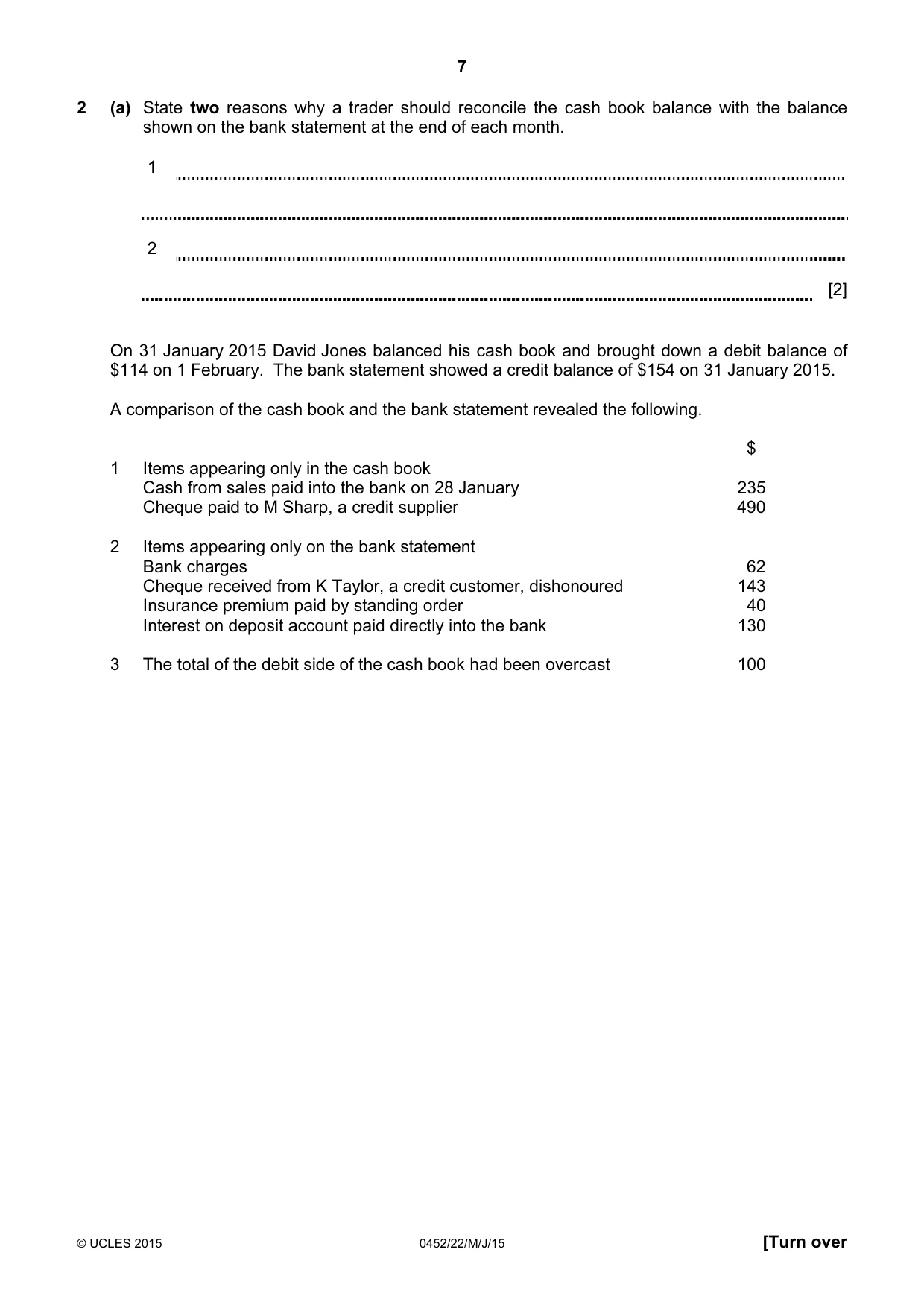 Cambridge IGCSE Accounting 0452 2015 May/June Paper 2 · Variant 2 question paper, page 7 of 20