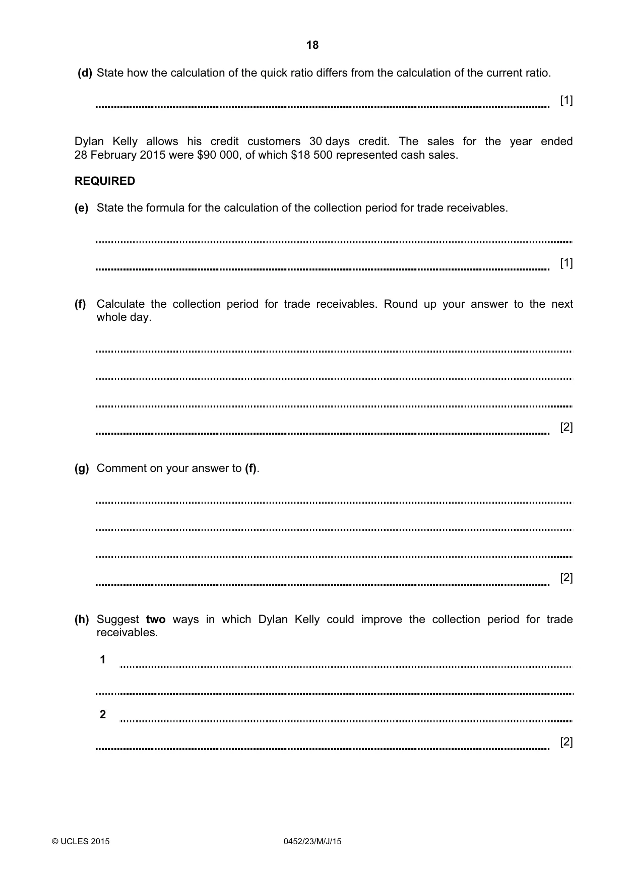 Cambridge IGCSE Accounting 0452 2015 May/June Paper 2 · Variant 3 question paper, page 18 of 20