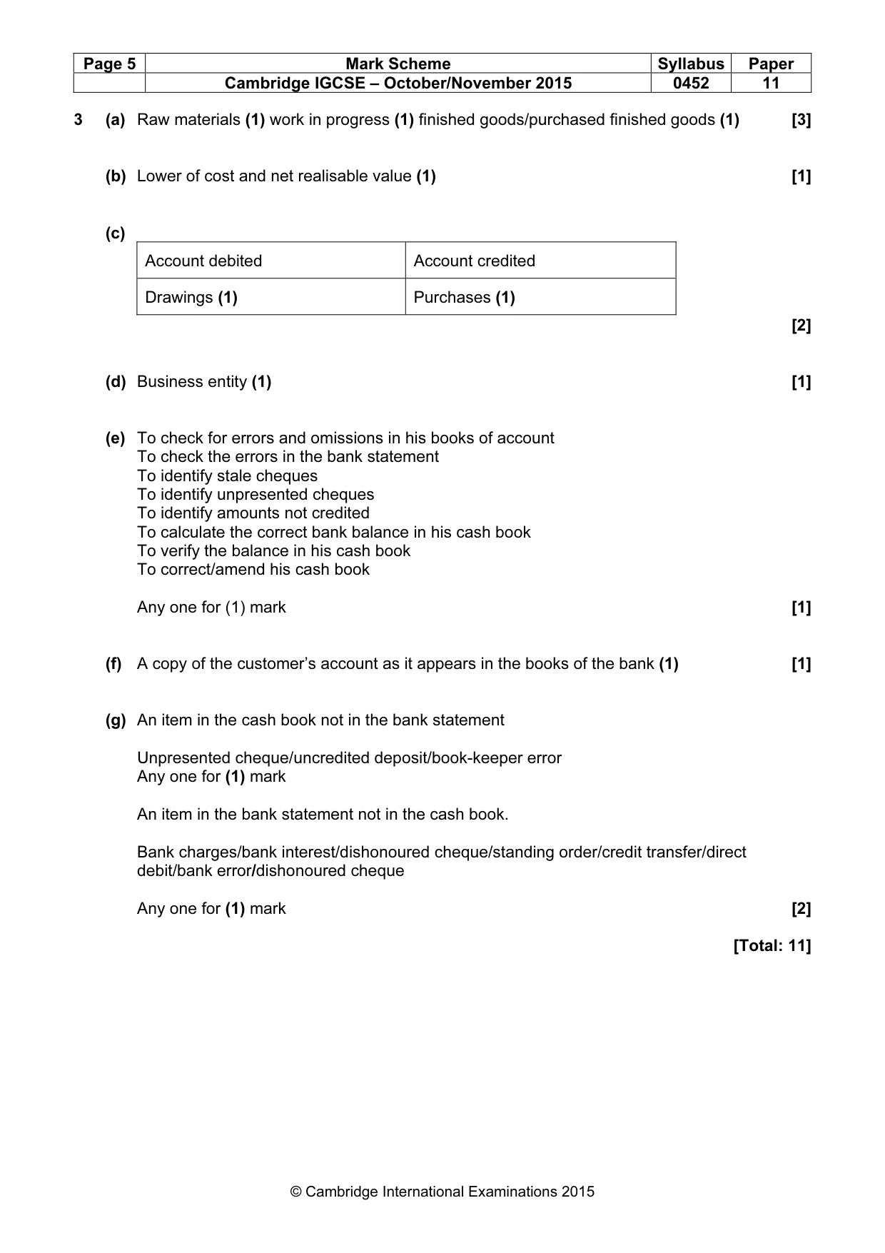 Mark scheme, page 5 of 11