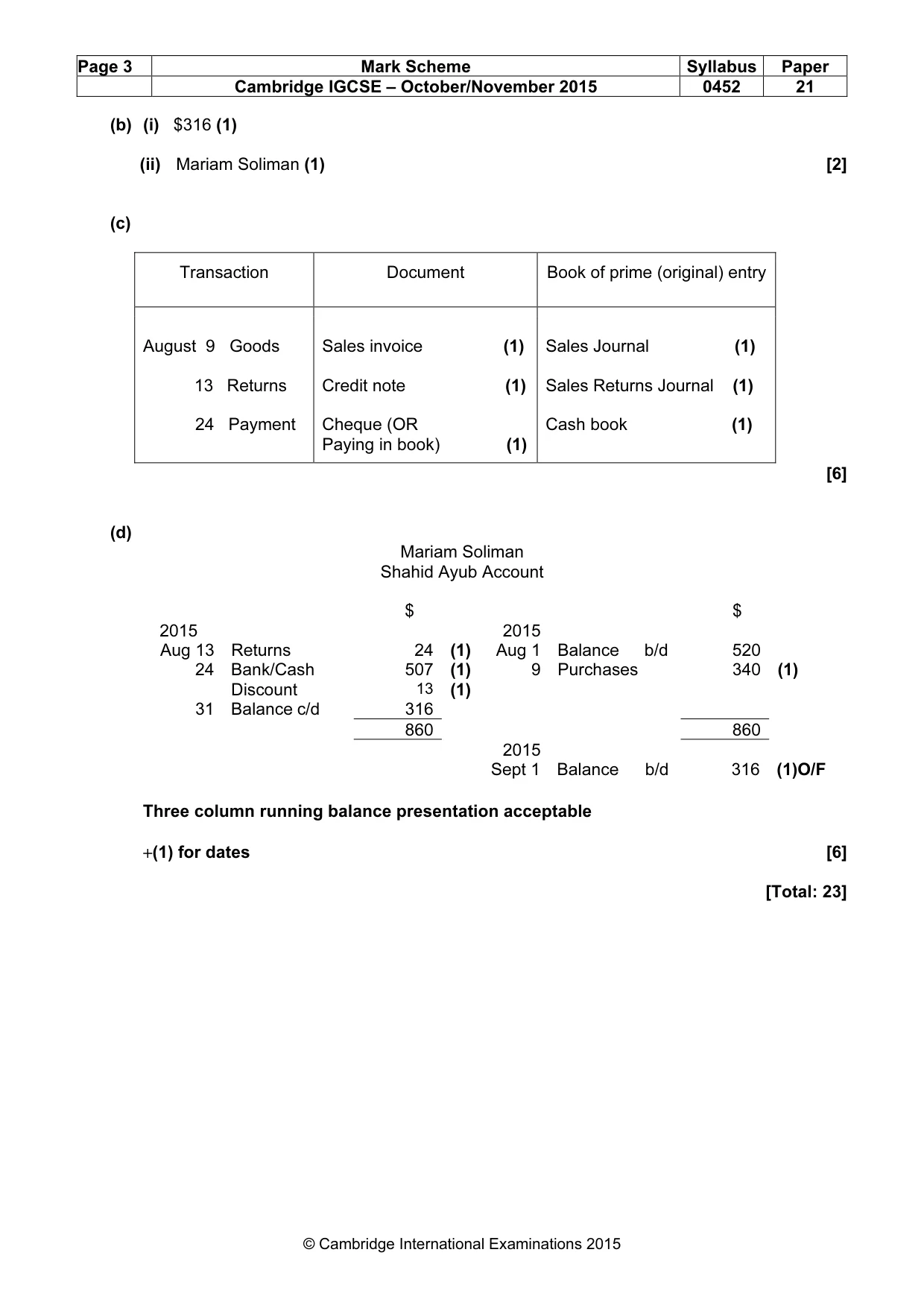 Mark scheme, page 3 of 10
