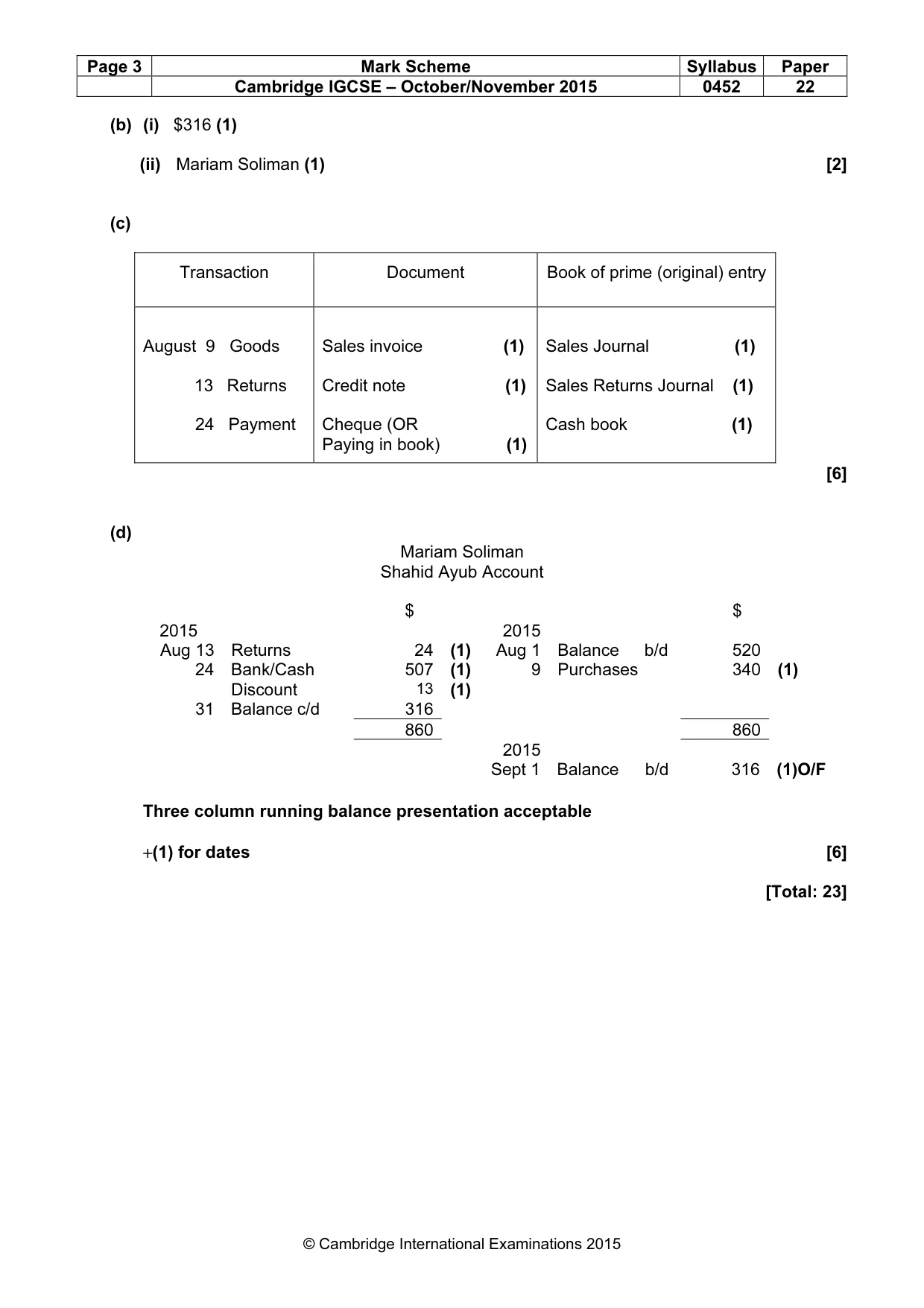 Mark scheme, page 3 of 10