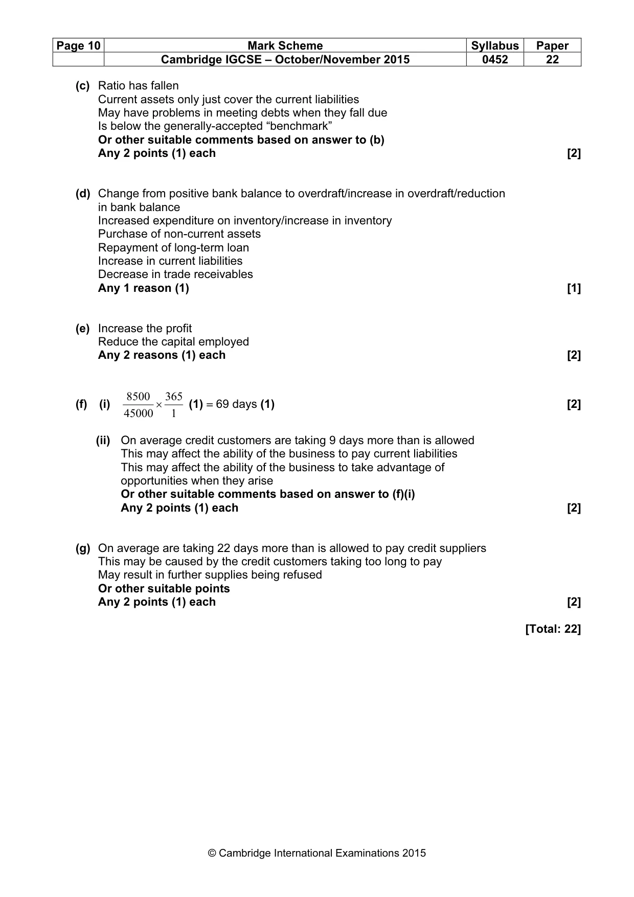 Mark scheme, page 10 of 10