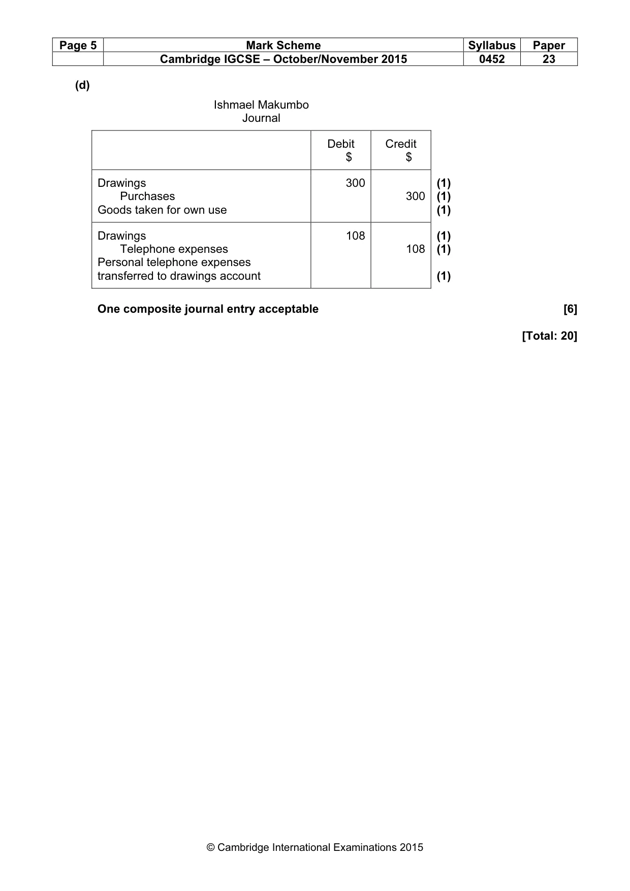 Mark scheme, page 5 of 11
