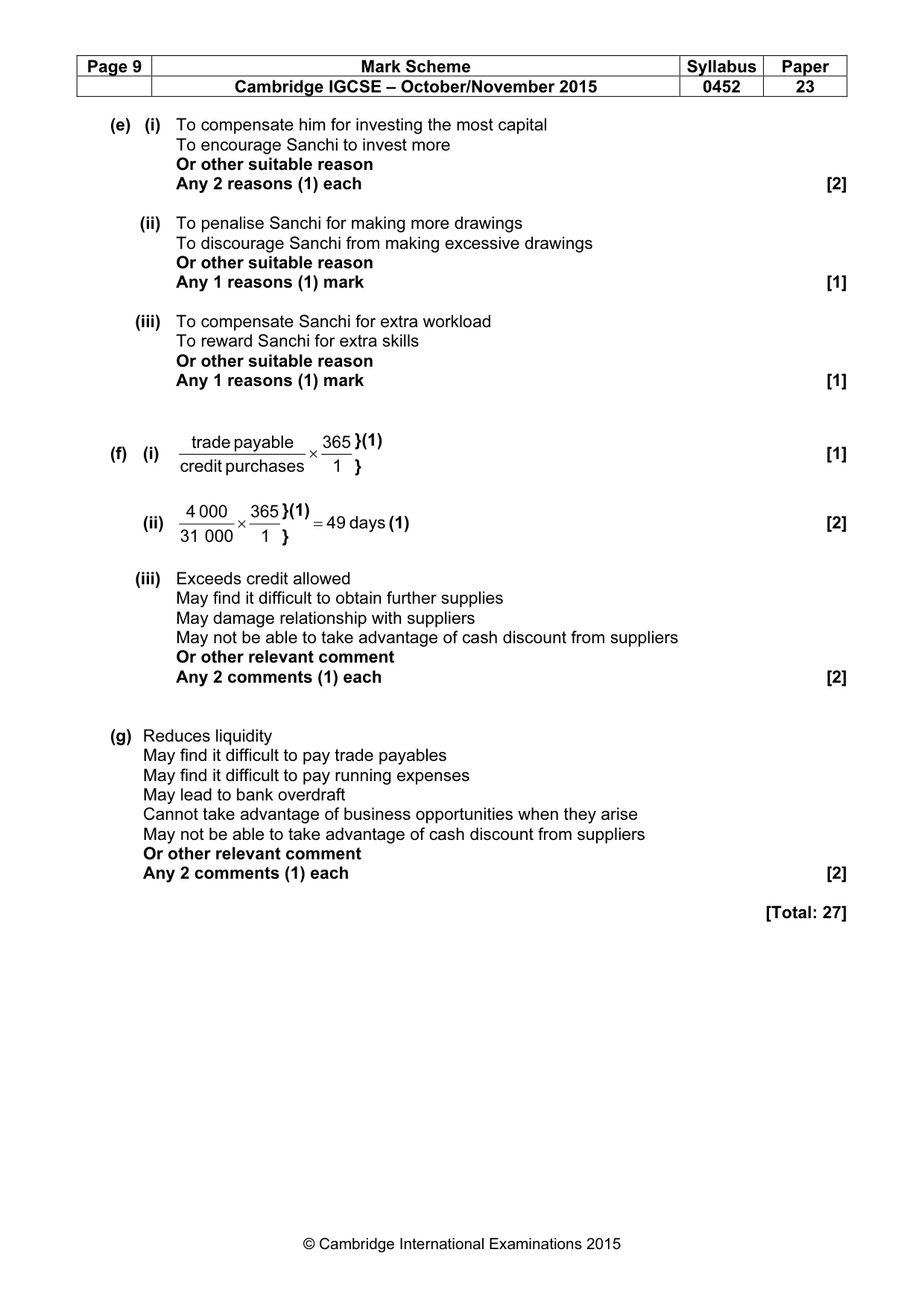 Mark scheme, page 9 of 11