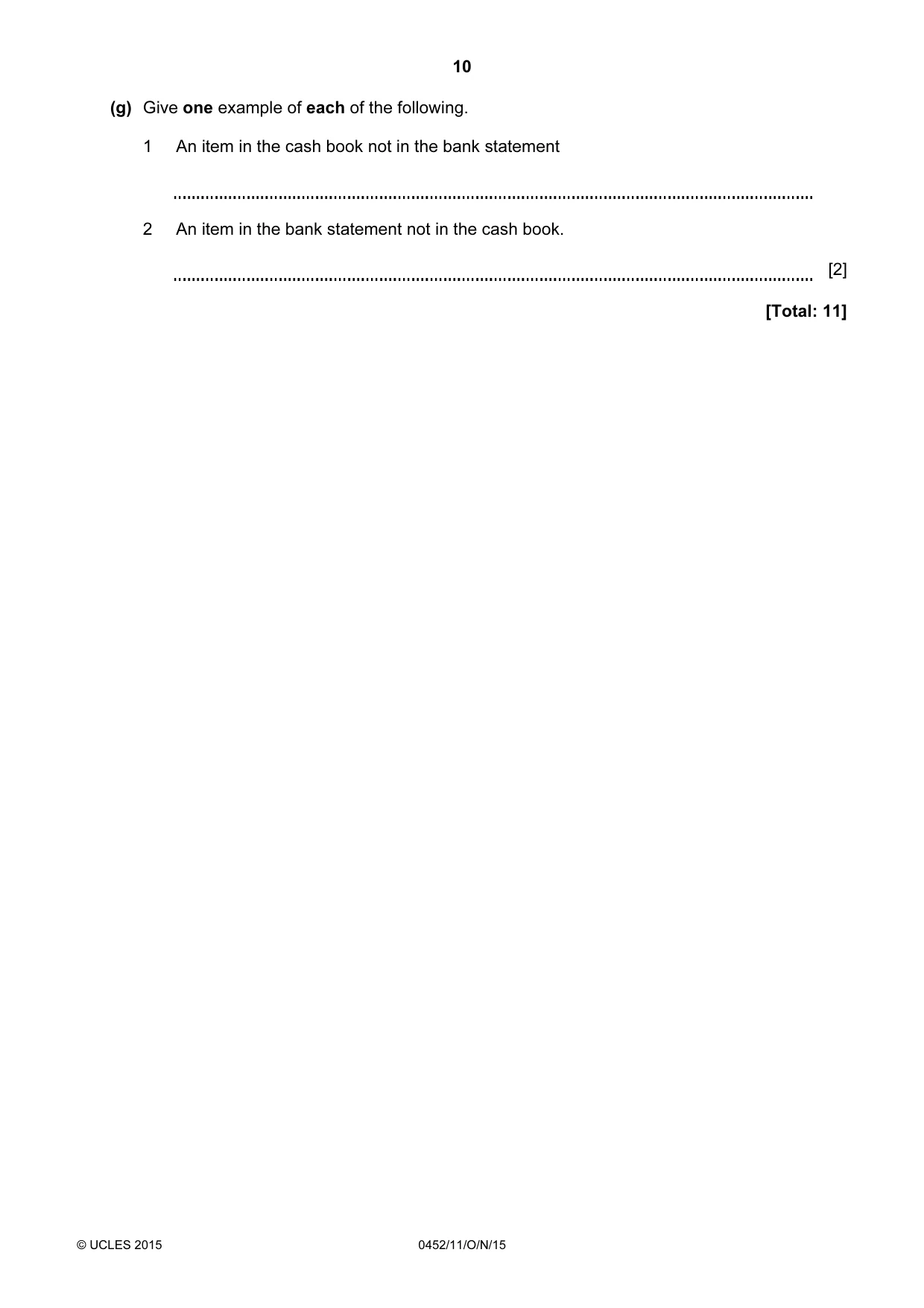 Cambridge IGCSE Accounting 0452 2015 Oct/Nov Paper 1 · Variant 1 question paper, page 10 of 20