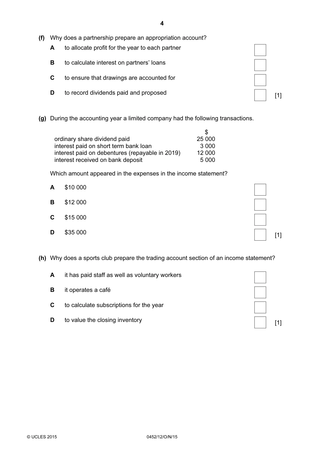 Cambridge IGCSE Accounting 0452 2015 Oct/Nov Paper 1 · Variant 2 question paper, page 4 of 20