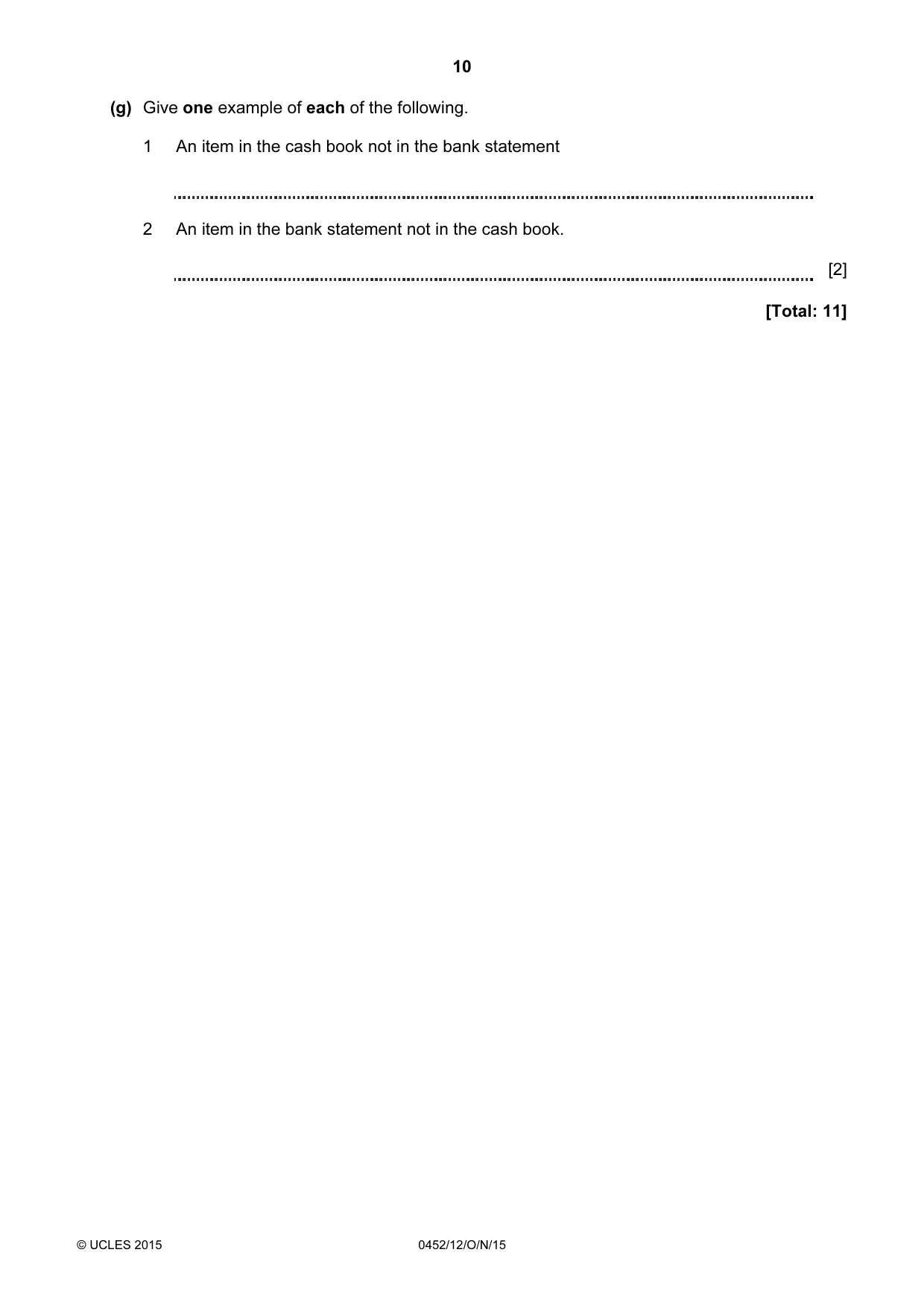 Cambridge IGCSE Accounting 0452 2015 Oct/Nov Paper 1 · Variant 2 question paper, page 10 of 20