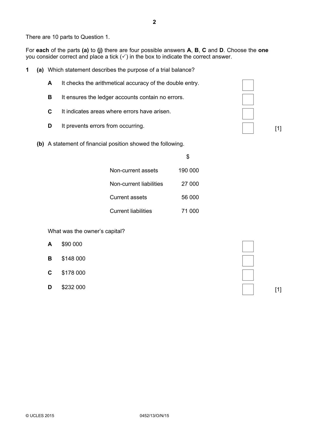 Cambridge IGCSE Accounting 0452 2015 Oct/Nov Paper 1 · Variant 3 question paper, page 2 of 24