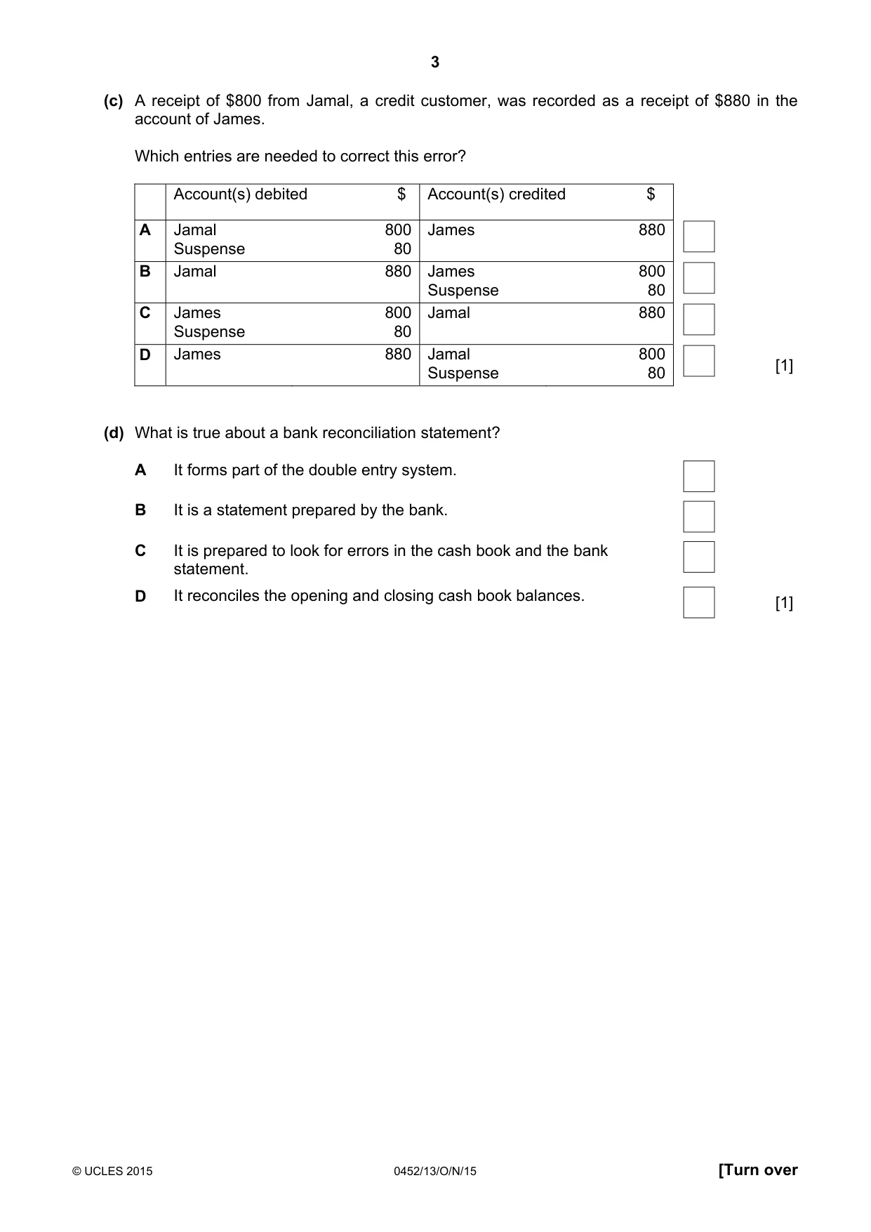 Cambridge IGCSE Accounting 0452 2015 Oct/Nov Paper 1 · Variant 3 question paper, page 3 of 24