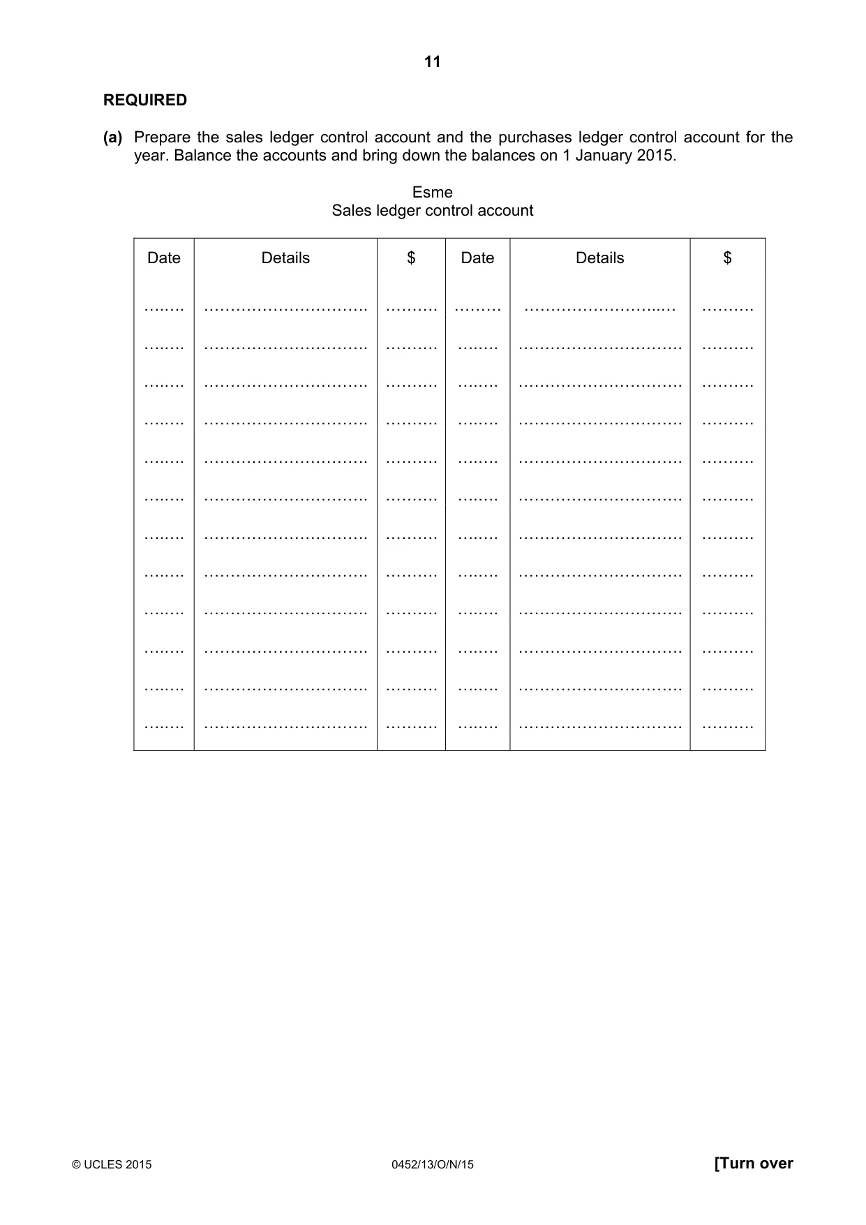 Cambridge IGCSE Accounting 0452 2015 Oct/Nov Paper 1 · Variant 3 question paper, page 11 of 24