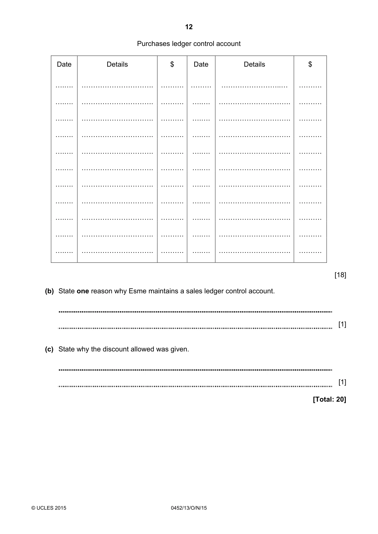 Cambridge IGCSE Accounting 0452 2015 Oct/Nov Paper 1 · Variant 3 question paper, page 12 of 24