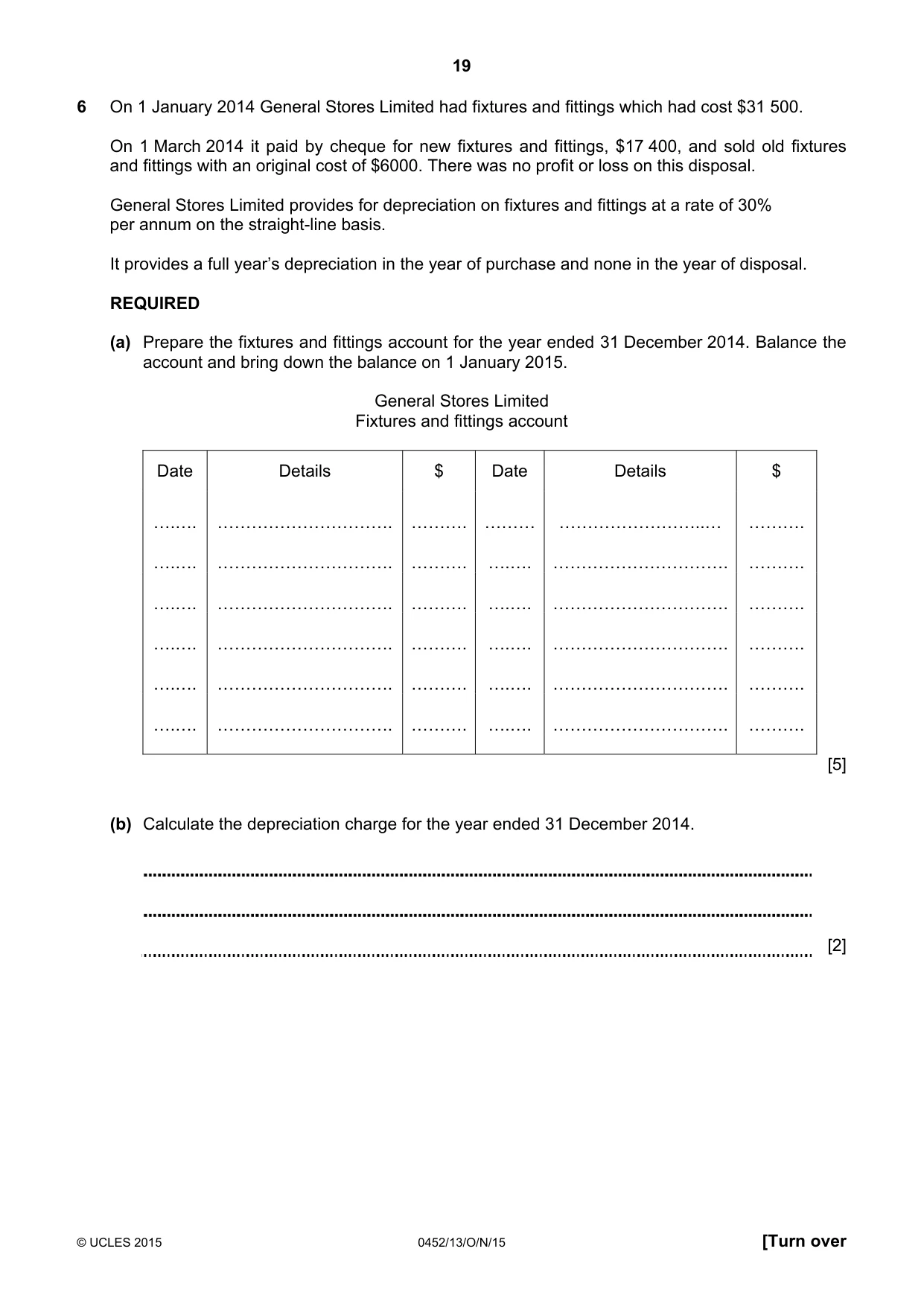 Cambridge IGCSE Accounting 0452 2015 Oct/Nov Paper 1 · Variant 3 question paper, page 19 of 24