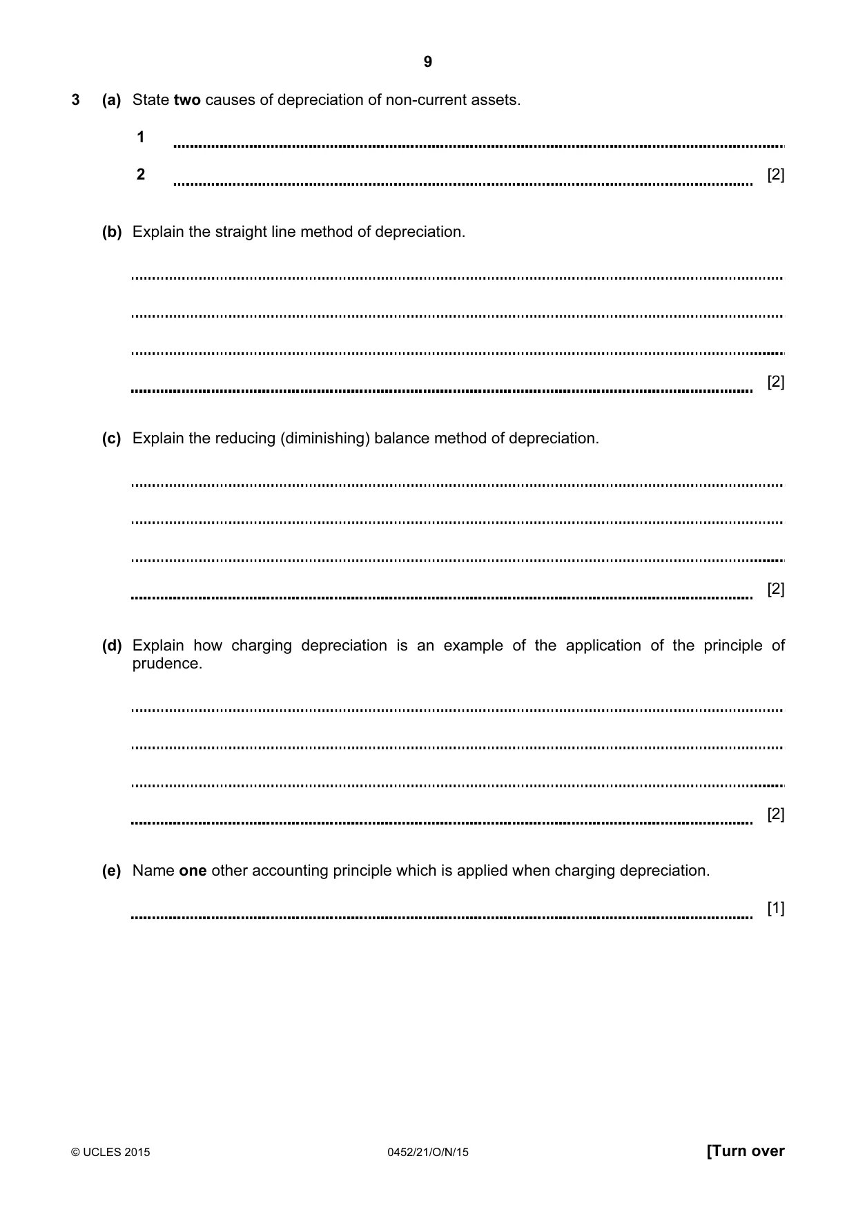 Cambridge IGCSE Accounting 0452 2015 Oct/Nov Paper 2 · Variant 1 question paper, page 9 of 20