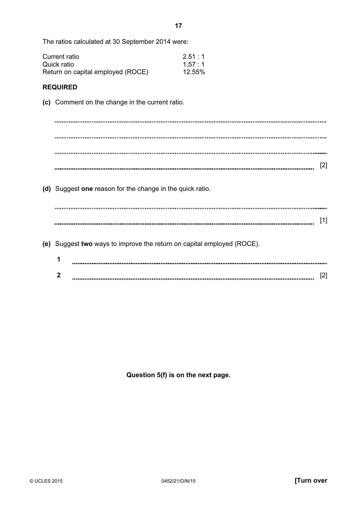Cambridge IGCSE Accounting 0452 2015 Oct/Nov Paper 2 · Variant 1 question paper, page 17 of 20