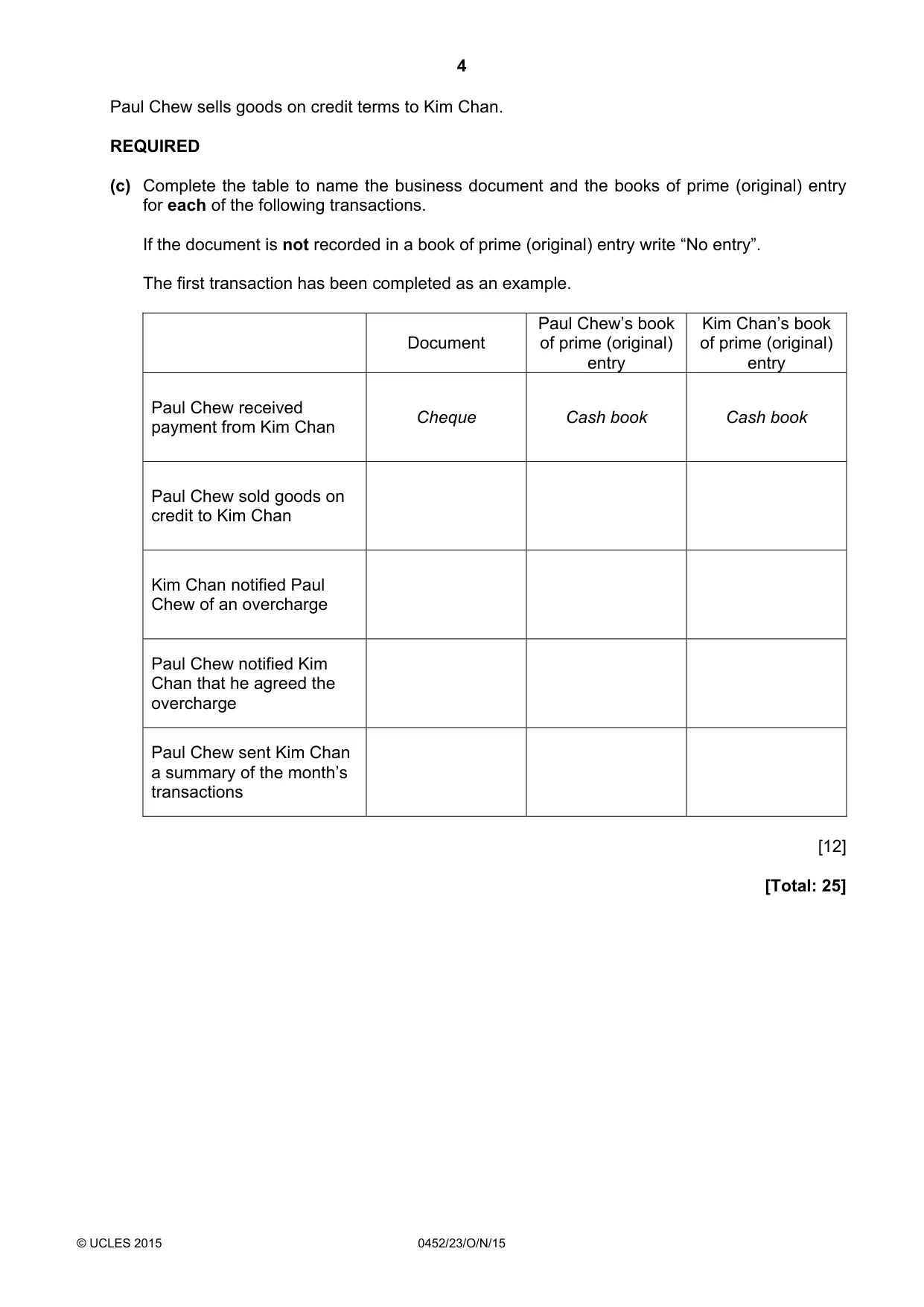Cambridge IGCSE Accounting 0452 2015 Oct/Nov Paper 2 · Variant 3 question paper, page 4 of 20