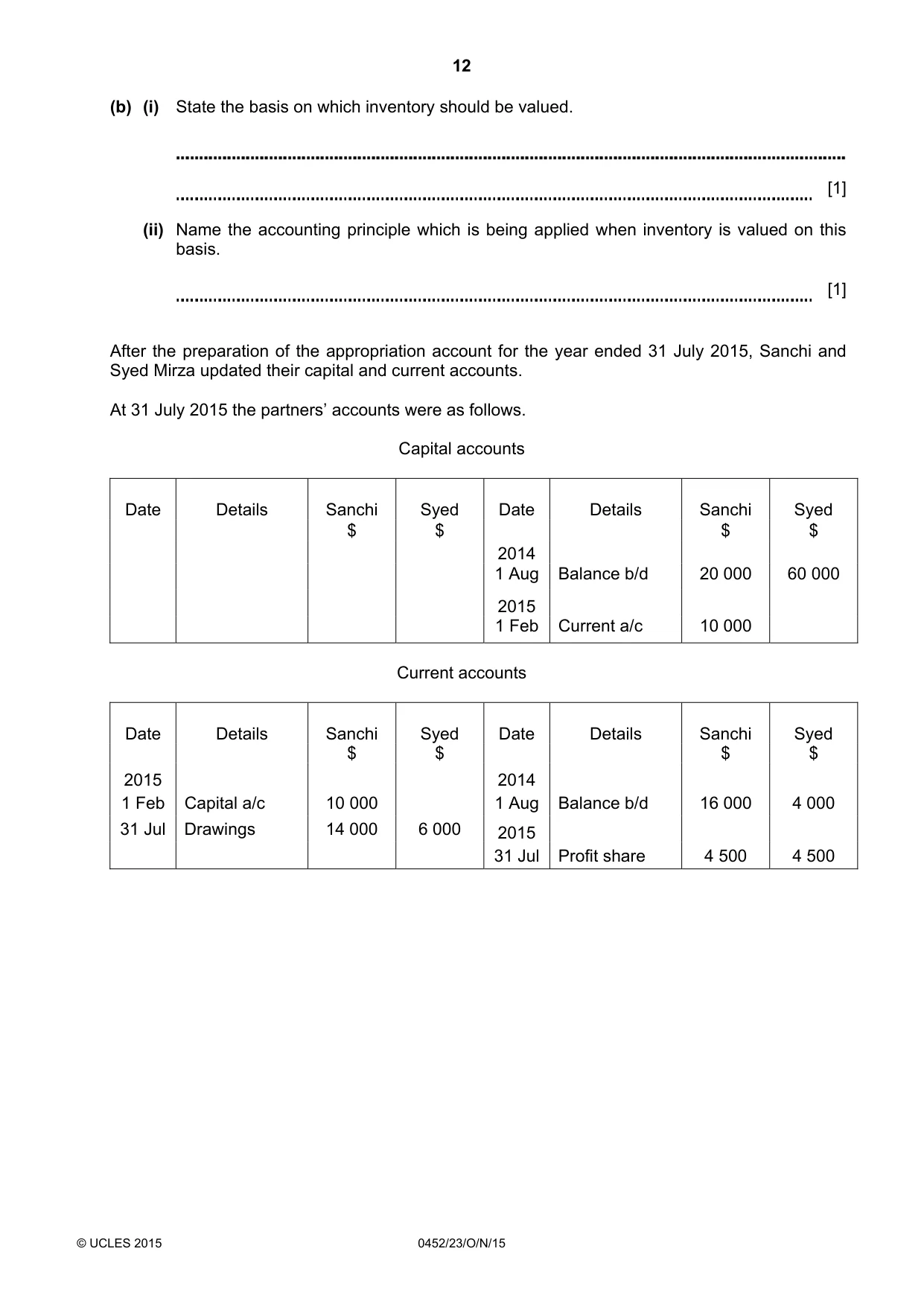 Cambridge IGCSE Accounting 0452 2015 Oct/Nov Paper 2 · Variant 3 question paper, page 12 of 20