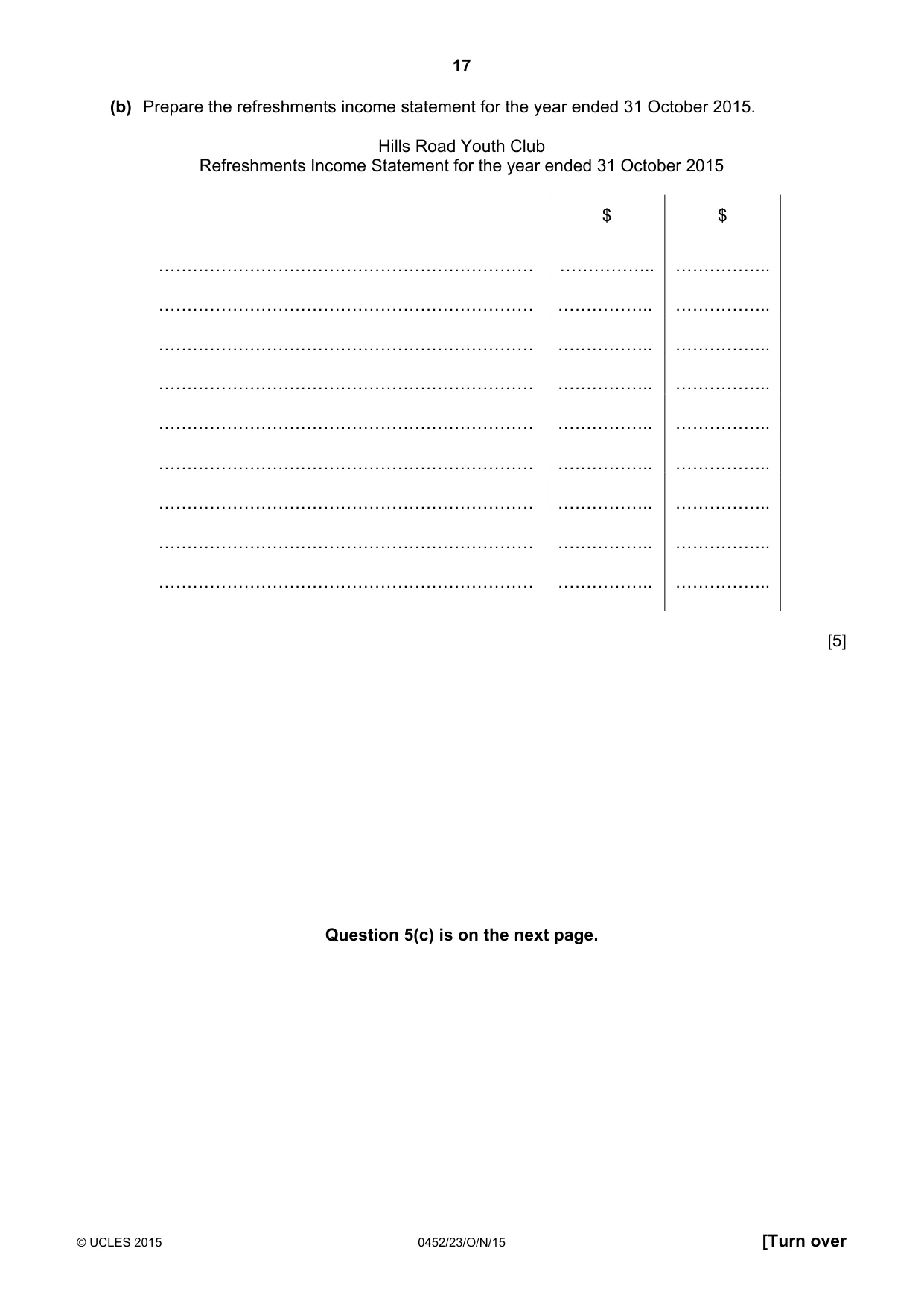 Cambridge IGCSE Accounting 0452 2015 Oct/Nov Paper 2 · Variant 3 question paper, page 17 of 20