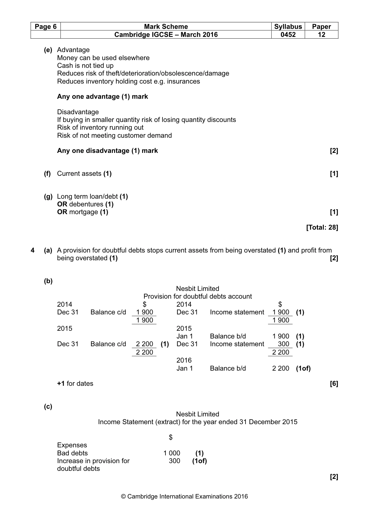 Mark scheme, page 6 of 9