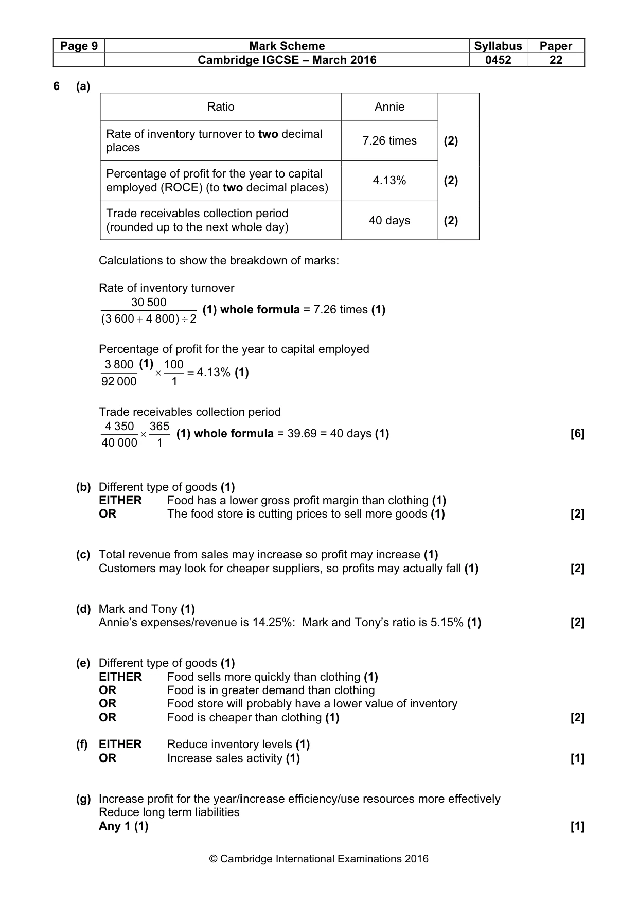Mark scheme, page 9 of 10