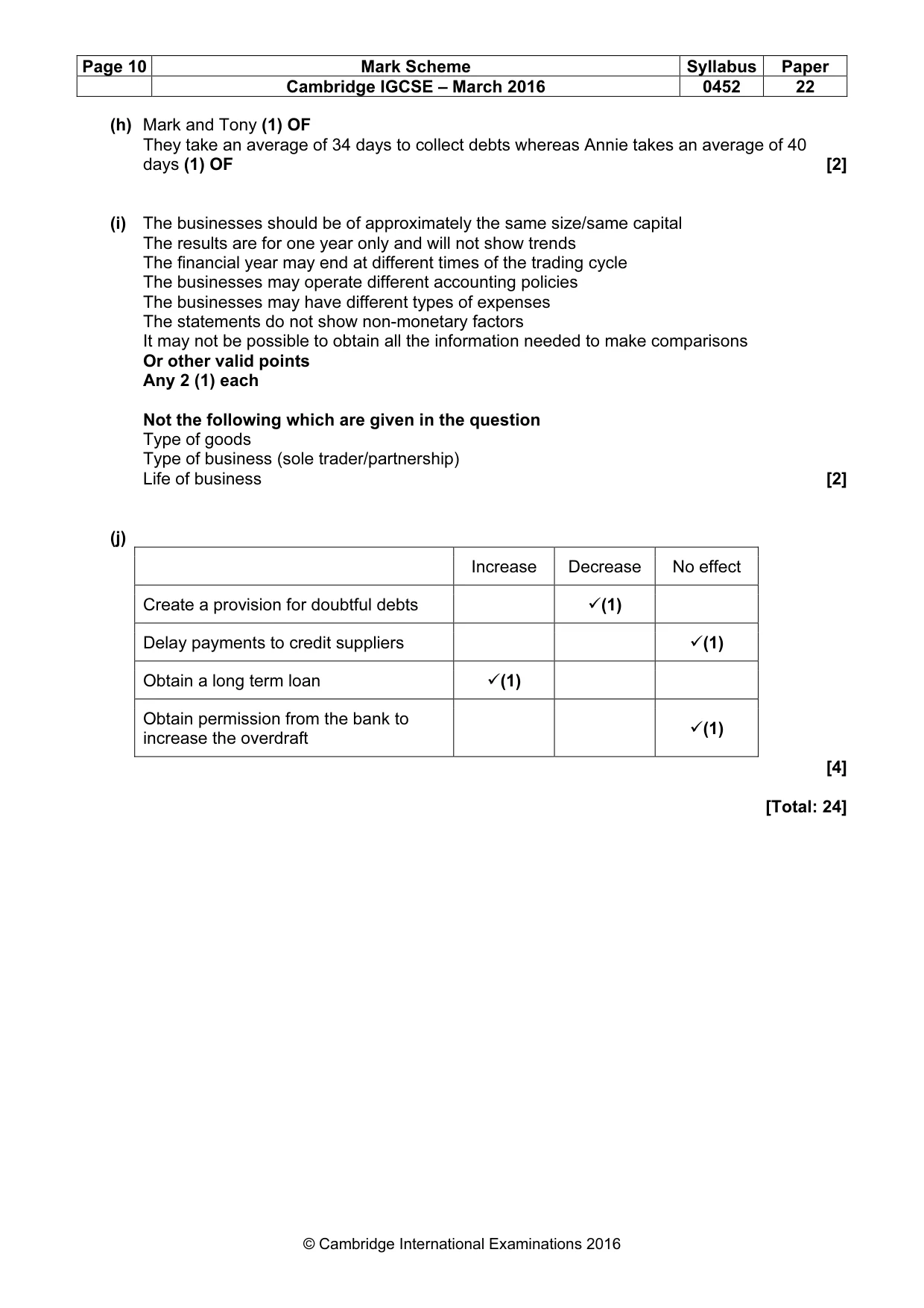 Mark scheme, page 10 of 10