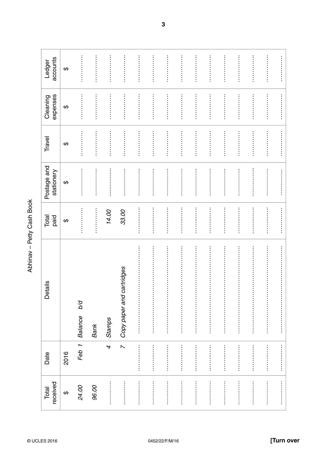 Cambridge IGCSE Accounting 0452 2016 Feb/March Paper 2 · Variant 2 question paper, page 3 of 20