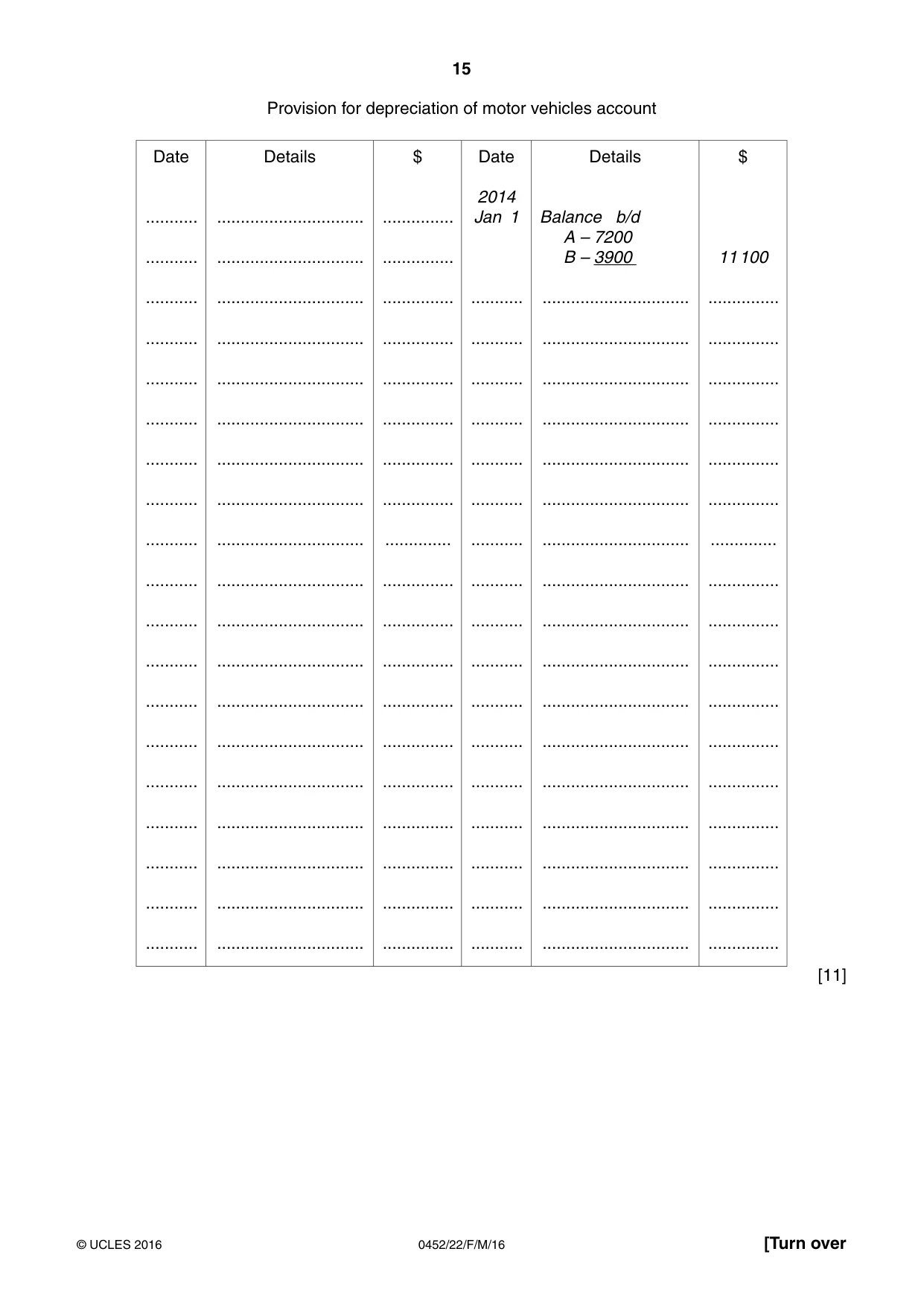 Cambridge IGCSE Accounting 0452 2016 Feb/March Paper 2 · Variant 2 question paper, page 15 of 20