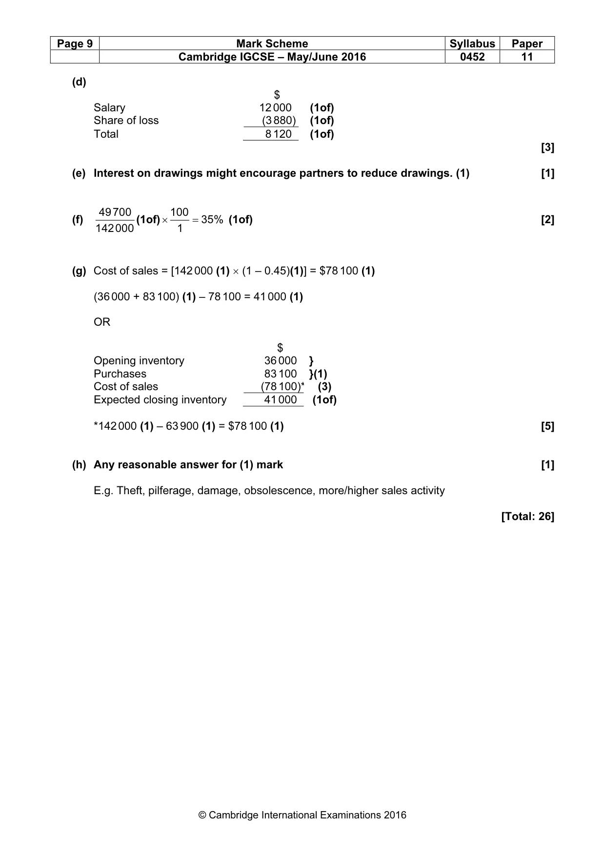 Mark scheme, page 9 of 9