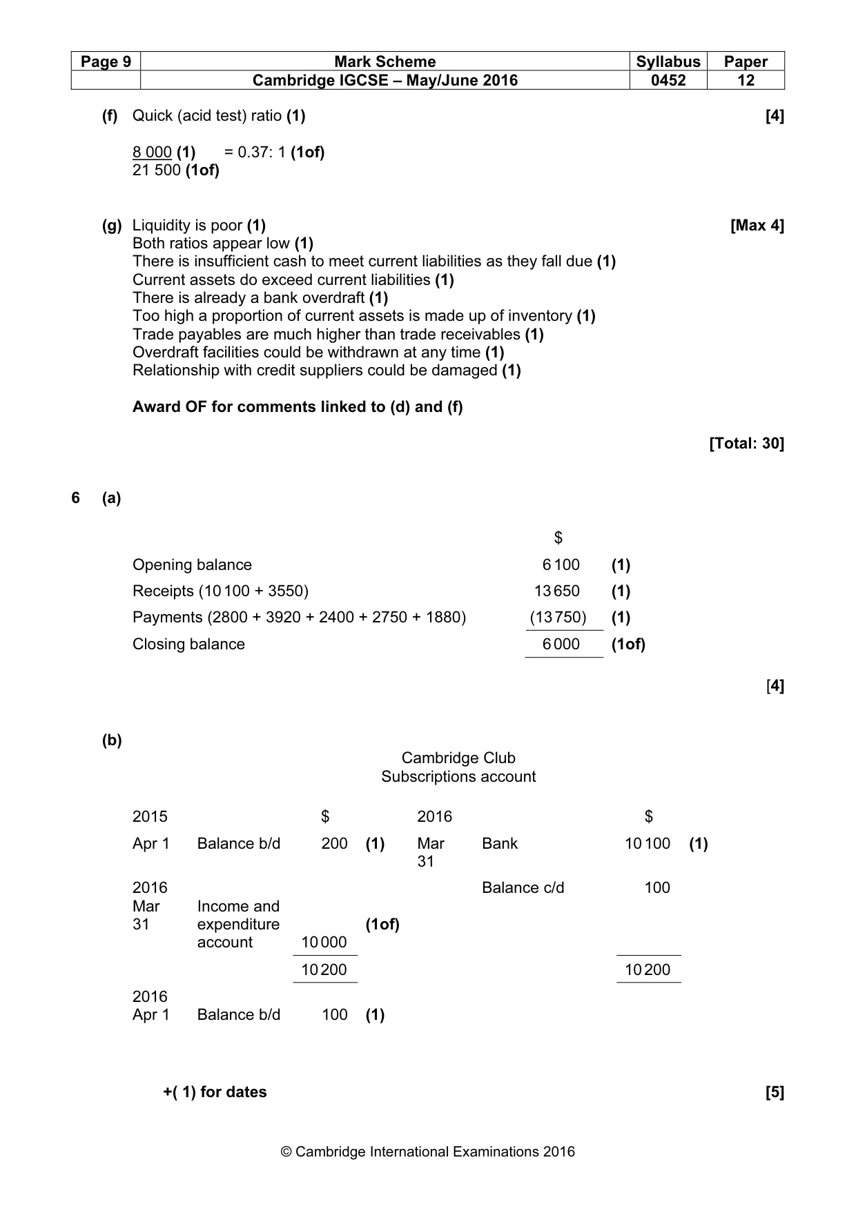 Mark scheme, page 9 of 10