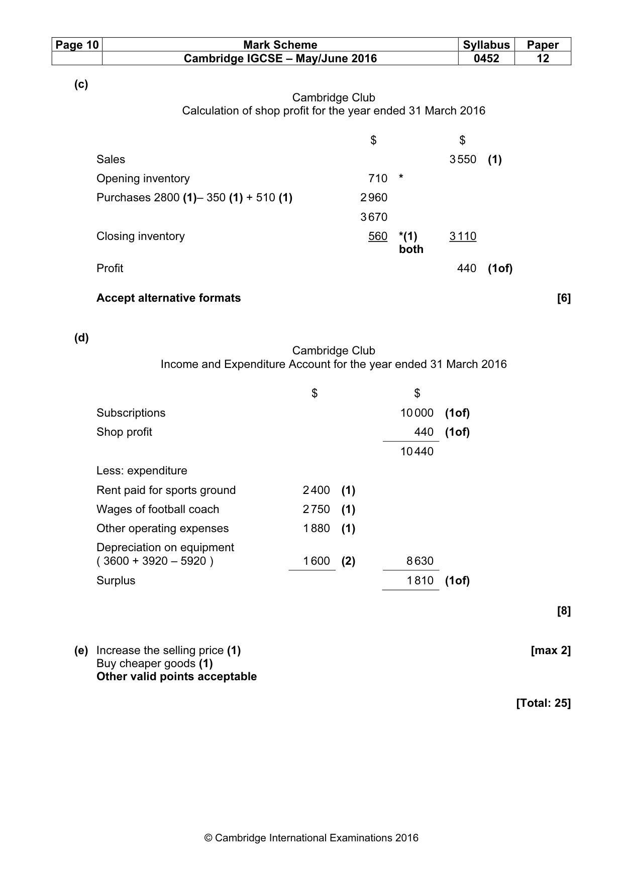 Mark scheme, page 10 of 10