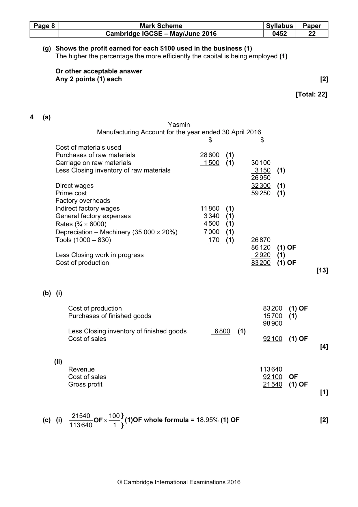 Mark scheme, page 8 of 11