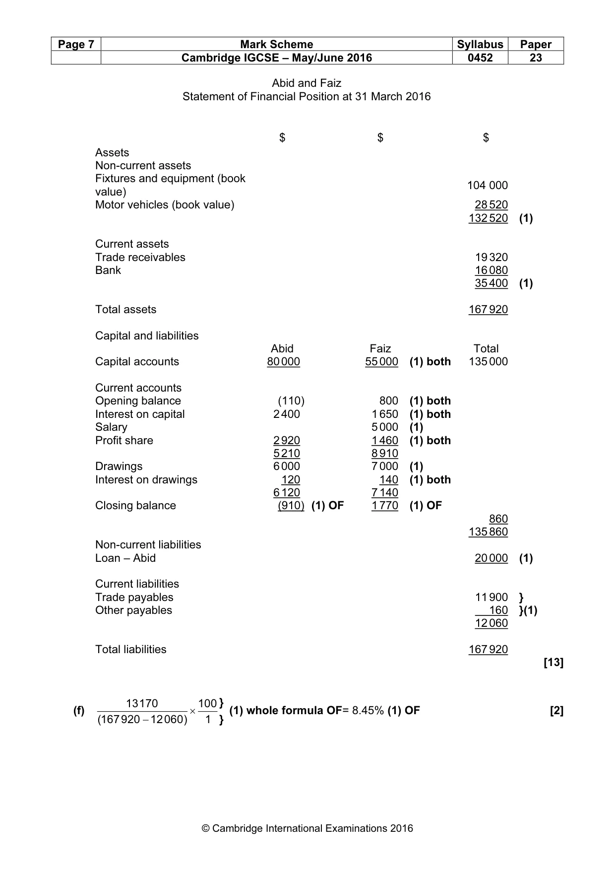 Mark scheme, page 7 of 11