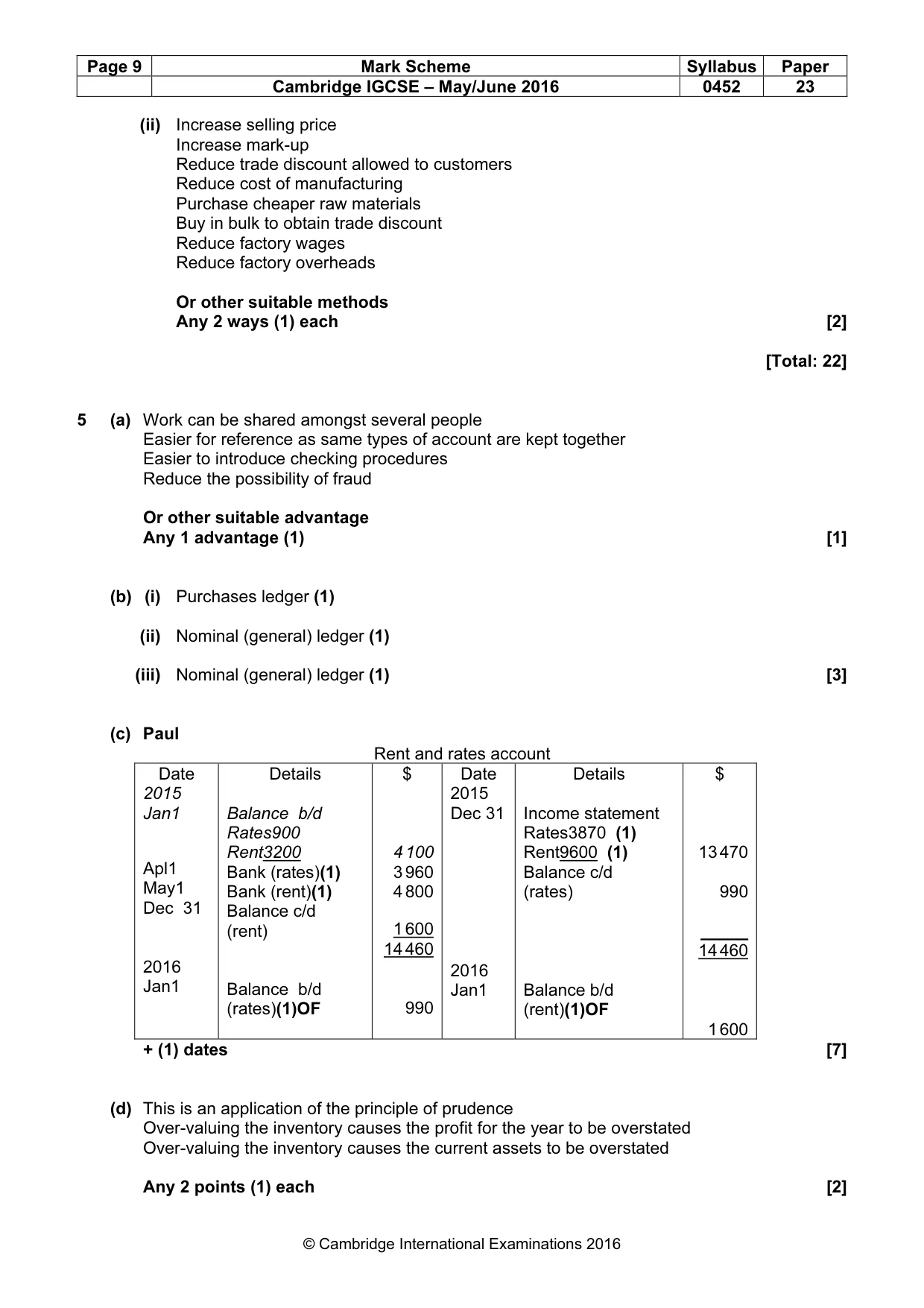Mark scheme, page 9 of 11