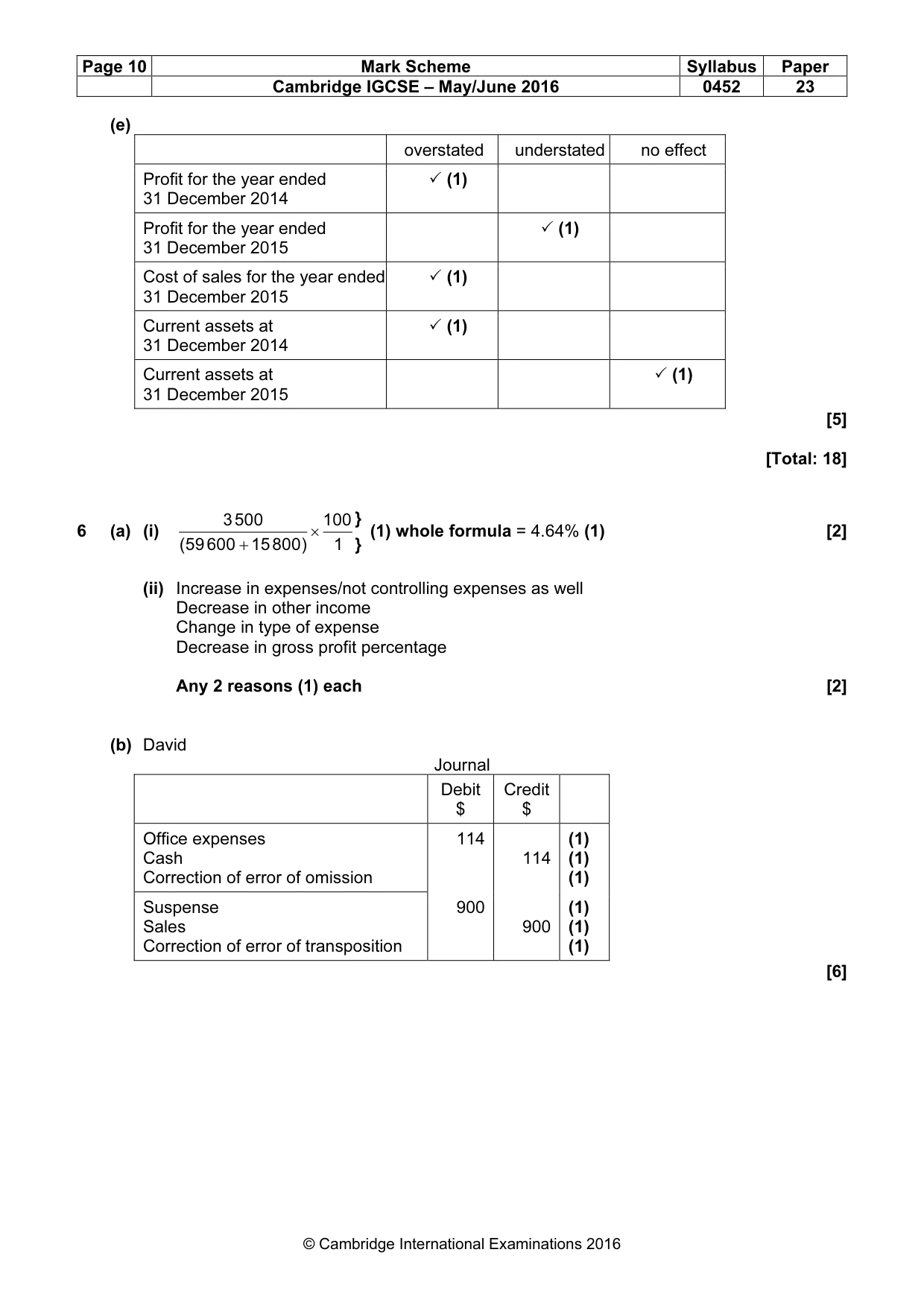 Mark scheme, page 10 of 11
