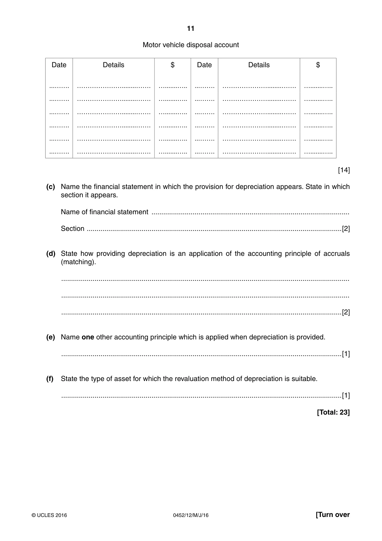 Cambridge IGCSE Accounting 0452 2016 May/June Paper 1 · Variant 2 question paper, page 11 of 20