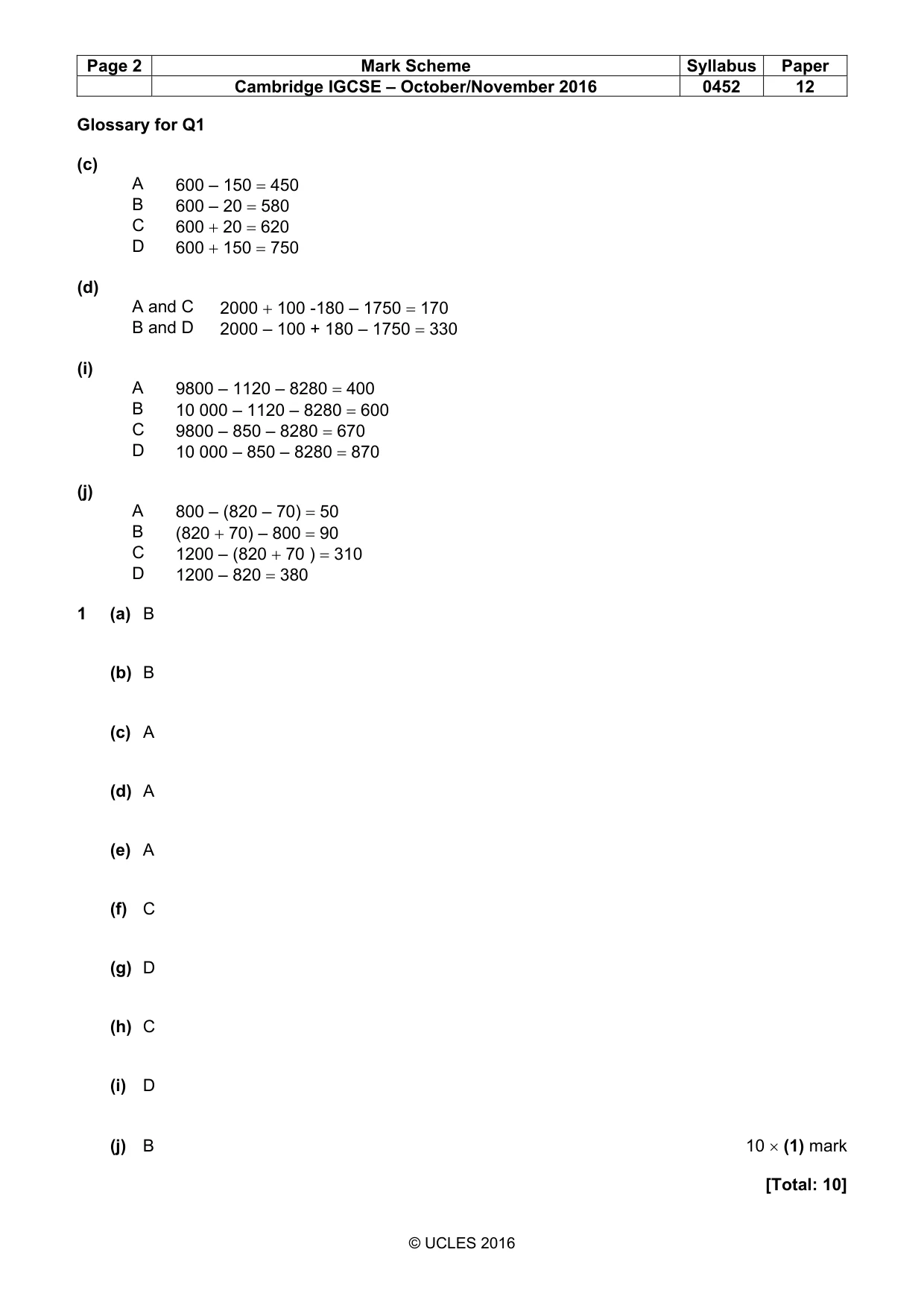 Mark scheme, page 2 of 9