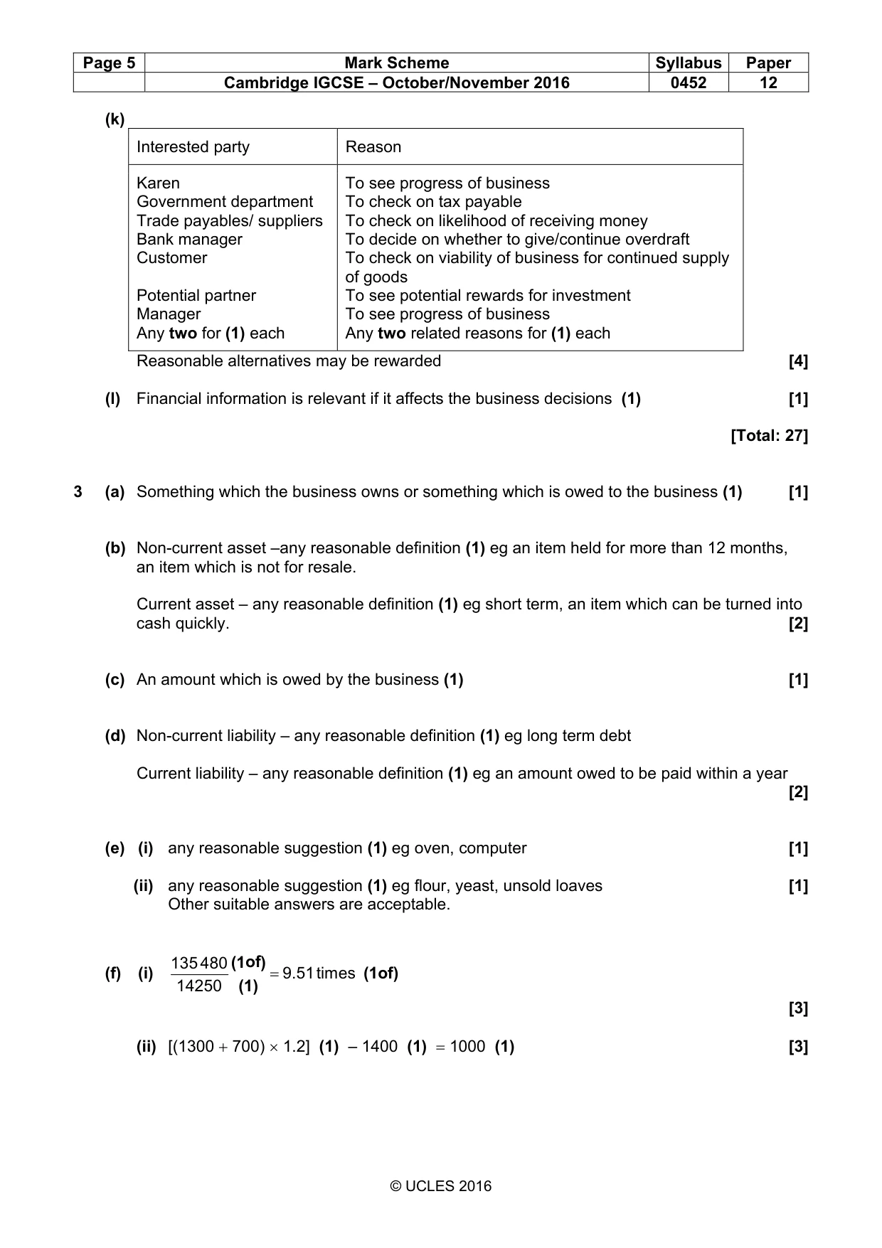 Mark scheme, page 5 of 9