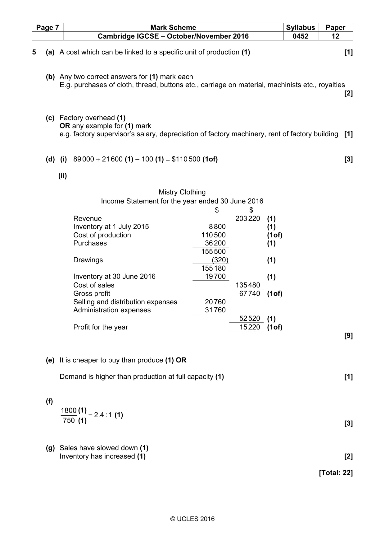 Mark scheme, page 7 of 9