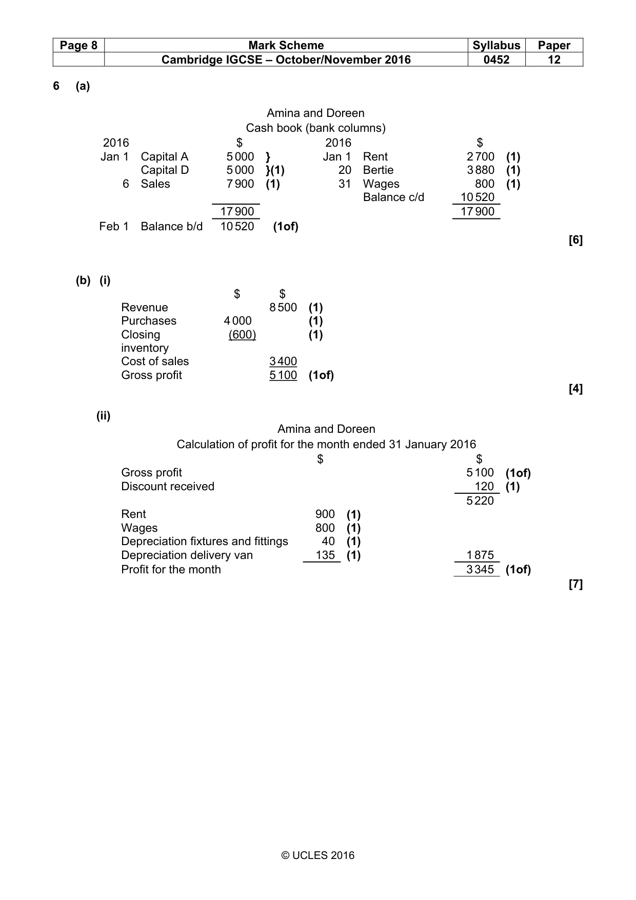 Mark scheme, page 8 of 9