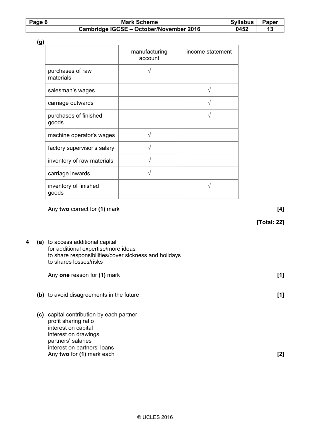 Mark scheme, page 6 of 10