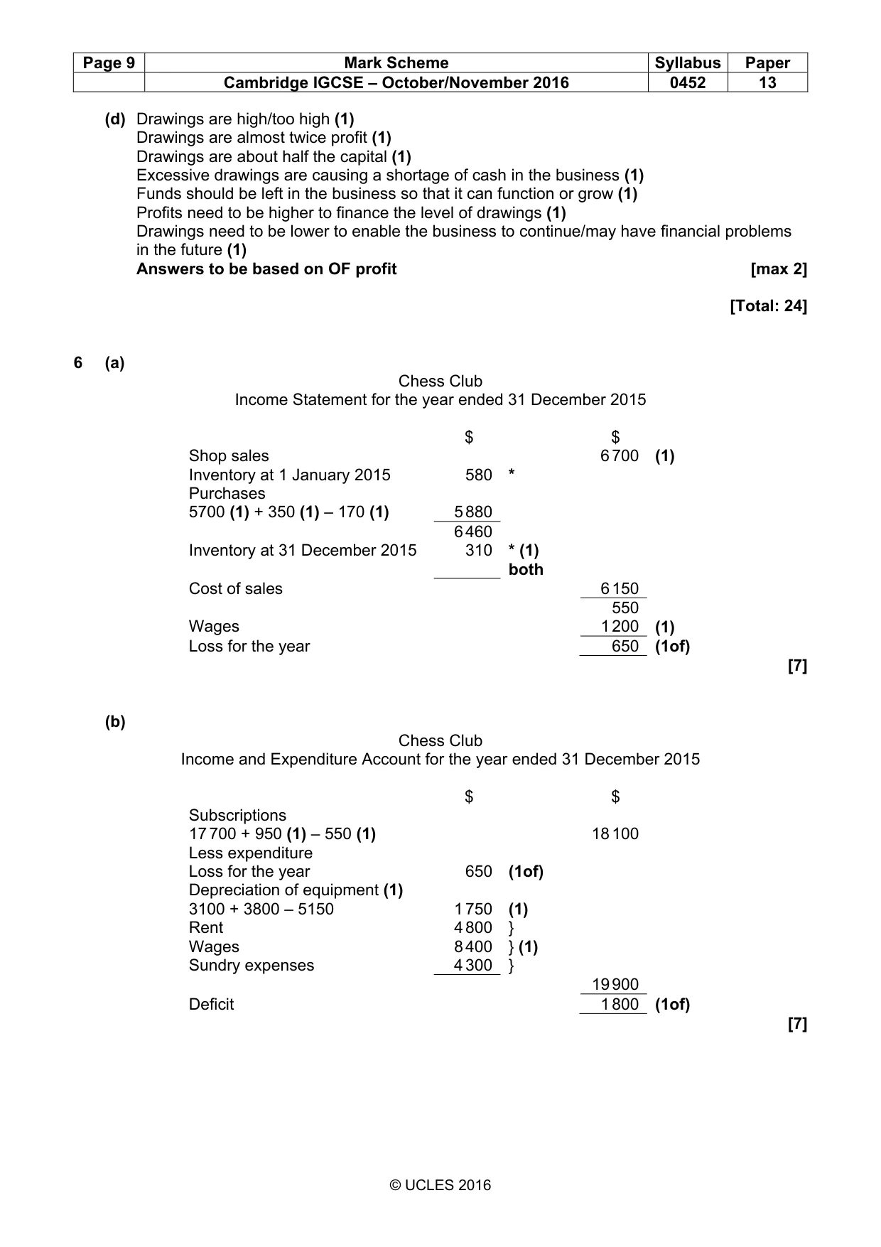 Mark scheme, page 9 of 10