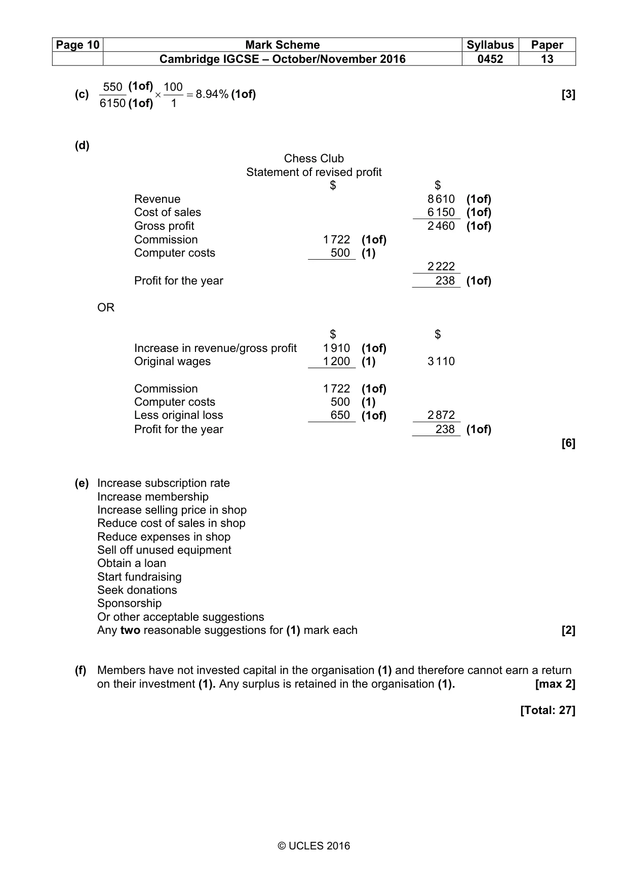 Mark scheme, page 10 of 10