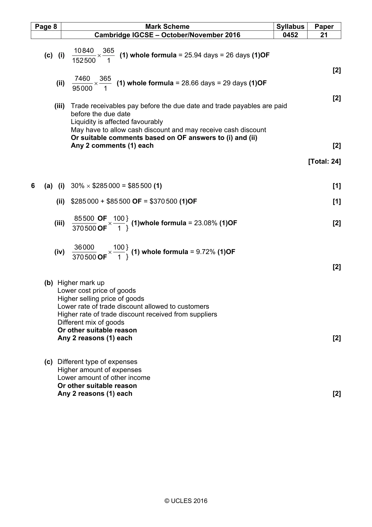 Mark scheme, page 8 of 9