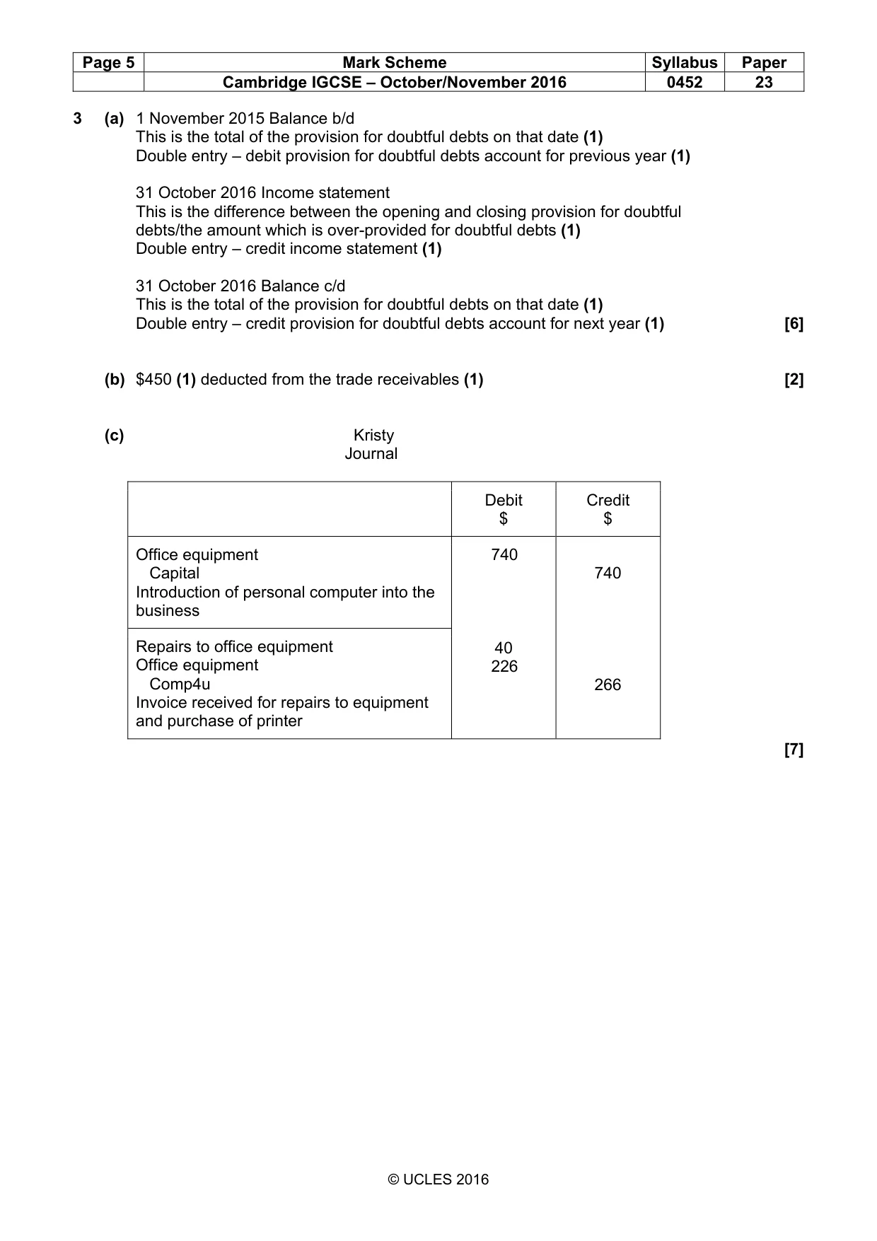 Mark scheme, page 5 of 11