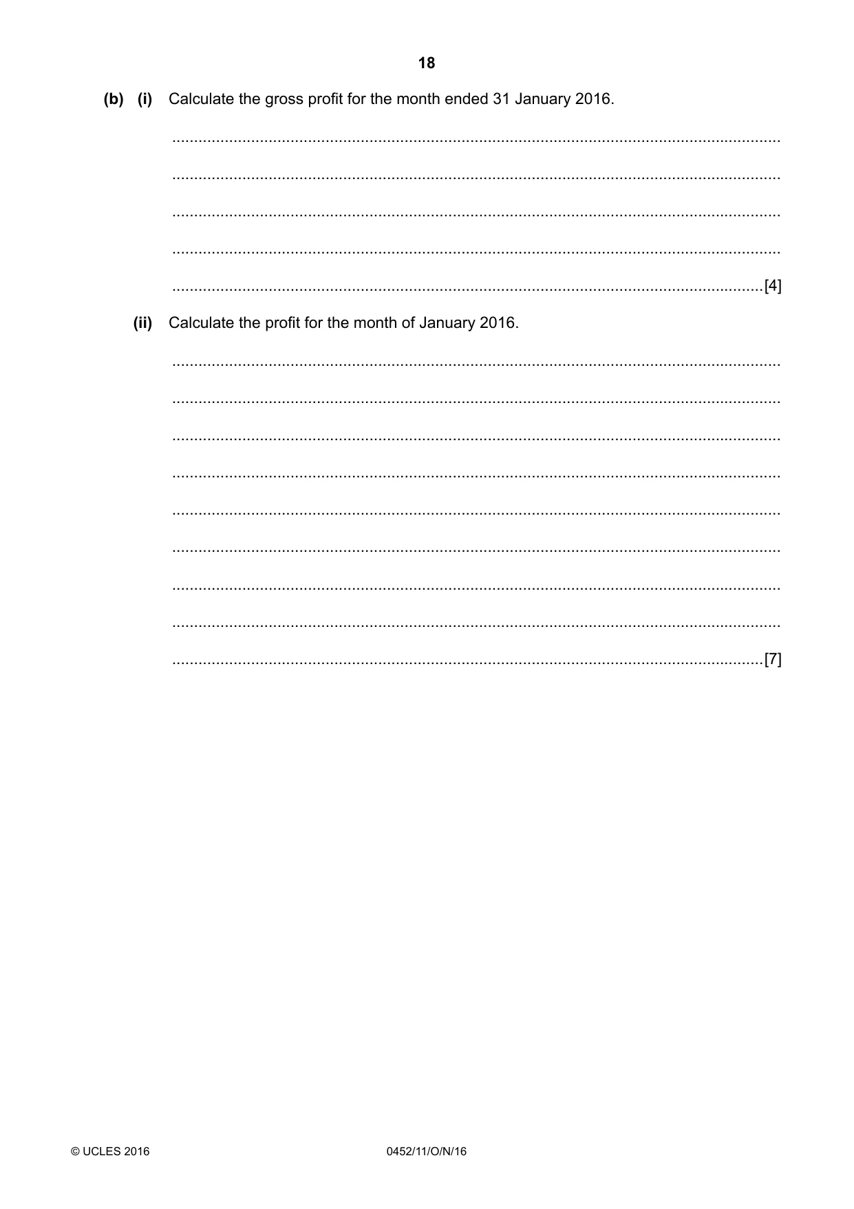 Cambridge IGCSE Accounting 0452 2016 Oct/Nov Paper 1 · Variant 1 question paper, page 18 of 20