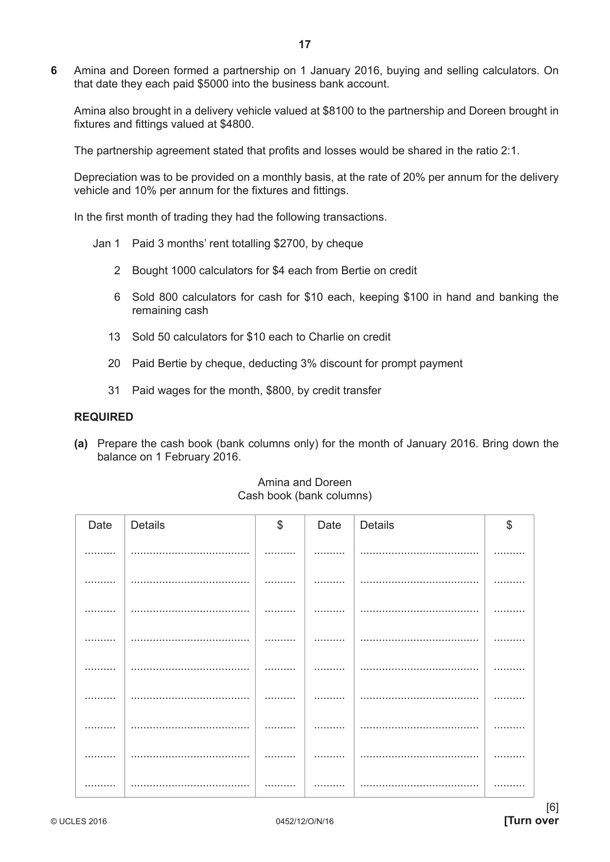 Cambridge IGCSE Accounting 0452 2016 Oct/Nov Paper 1 · Variant 2 question paper, page 17 of 20