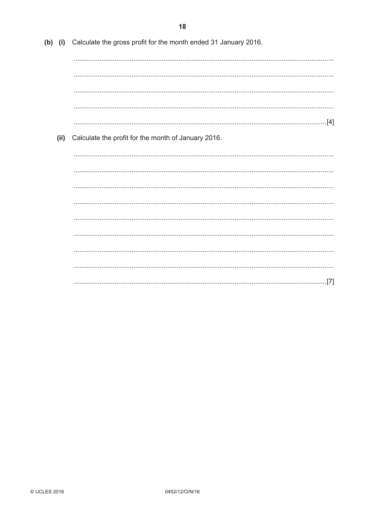 Cambridge IGCSE Accounting 0452 2016 Oct/Nov Paper 1 · Variant 2 question paper, page 18 of 20